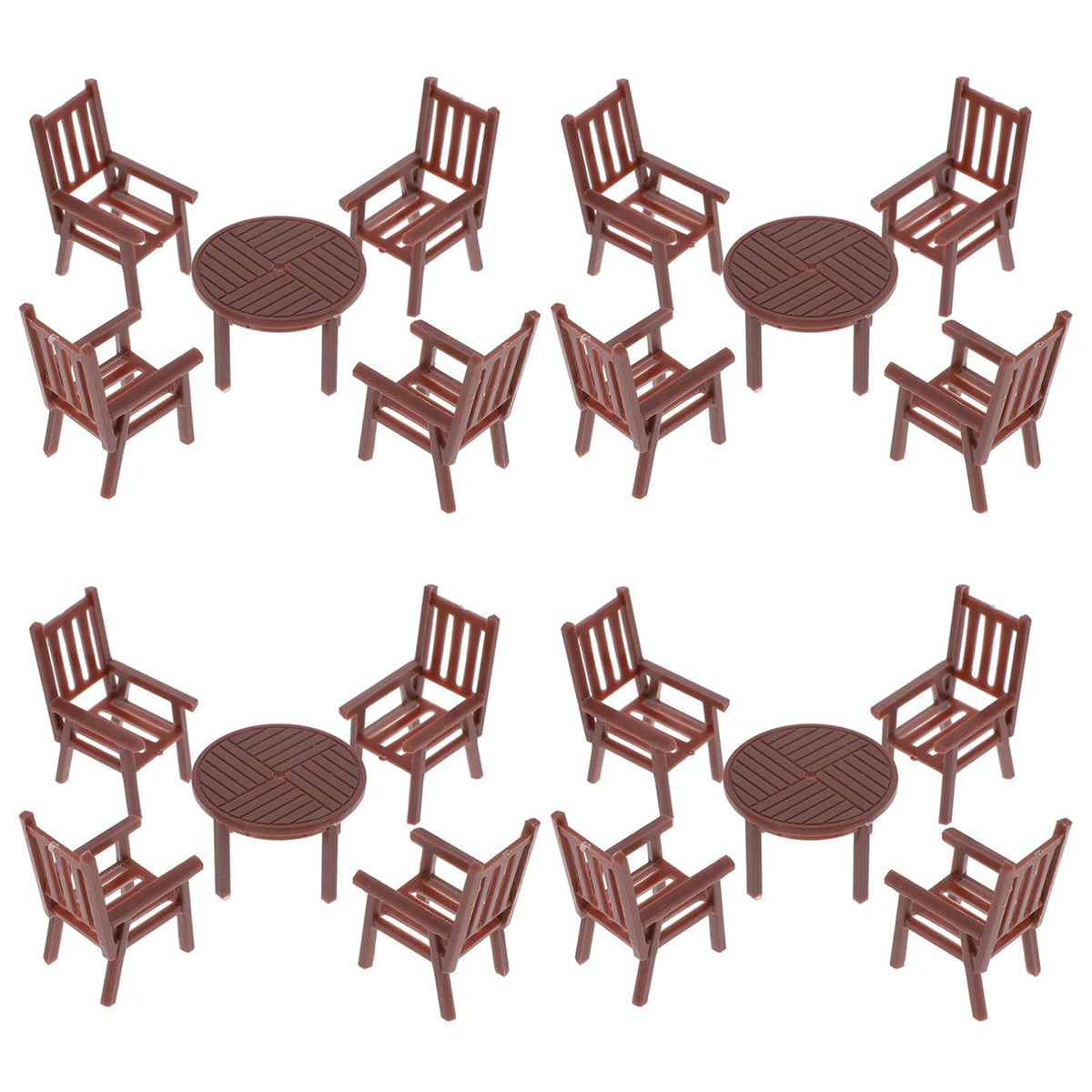 4 Sets Dollhouse Furniture - 1/50 Scale Miniature Dollhouse Table and Chairs Plastic Mini Dining Room Table Chairs for Fairy Garden Doll House Accessories