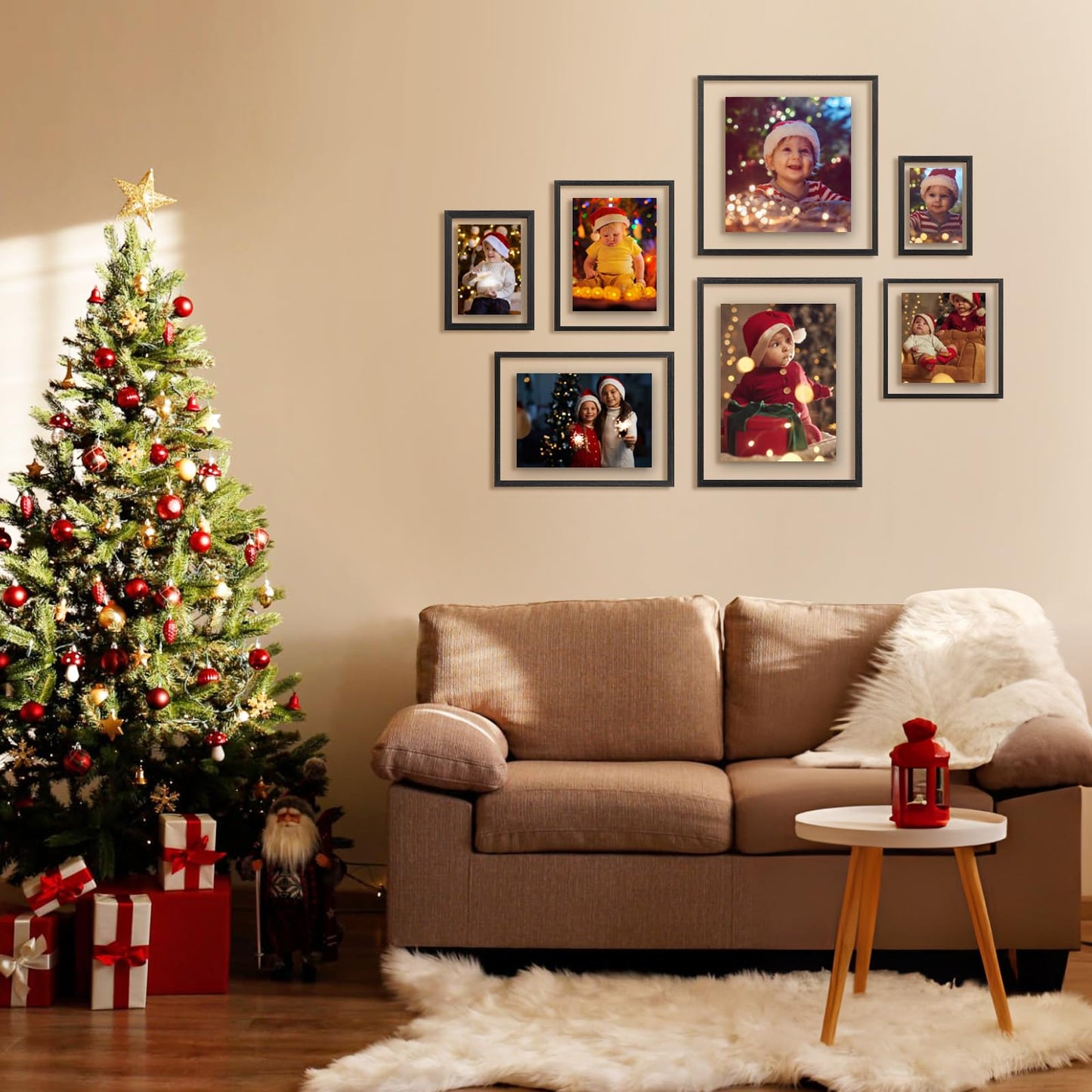 Egofine 8x10 Floating Frames Set of 2, Double Plexiglass Picture Frame, Made of Solid Wood Display Any Size Photo up to 8x10, Wall Mount or Tabletop Standing, Faded Black