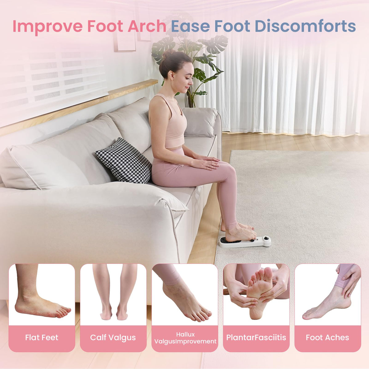 kisnbld Foot Arch Trainer,Plantar Fasciitis and Flat Feet with Adjustable Magnetic- Arch Support Strengthener with Massage, Portable for Home and Gym