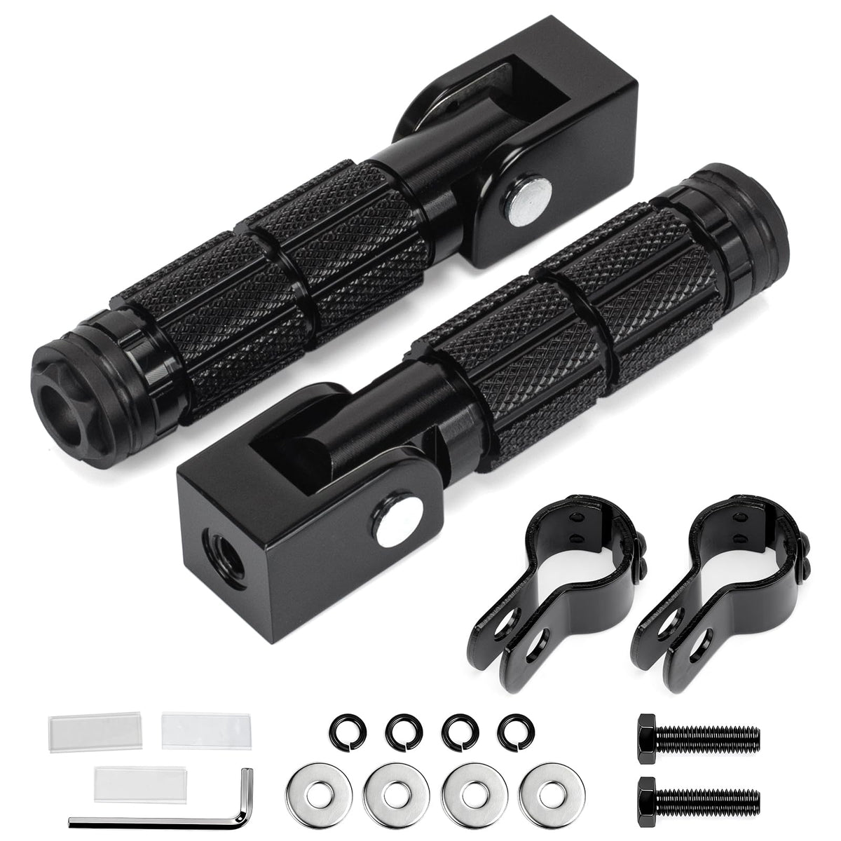 BEAROLNE M8 Motorcycle Foot Pegs CNC Upgraded Foldable Footpegs Anti-Skid Footrest for Yamaha Honda Suzuki Aprilia Electric Car Dirt Pit Bike Motorbike Mini Bike Passenger Pedals (Black)