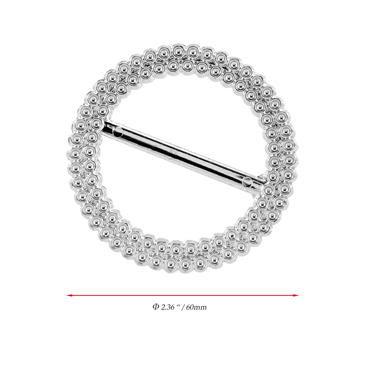 JOIKIT 250 PCS 60mm Silver Round Rhinestone Ribbon Buckle, 2.36 Inch Acrylic Chair Sash Buckles Slider for Wedding Banquet Party Decoration