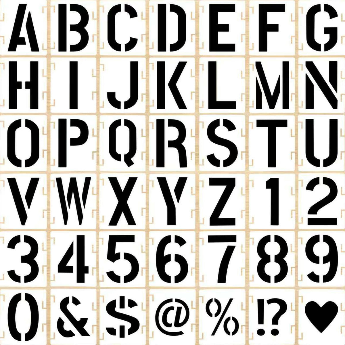 7 Inch 42 Pcs Reusable Letter Number Symbol Stencils, Plastic Painting Templates for Wood Wall Fabric Rock Chalkboard Signage School Door Porch DIY Art Craft Decoration Projects
