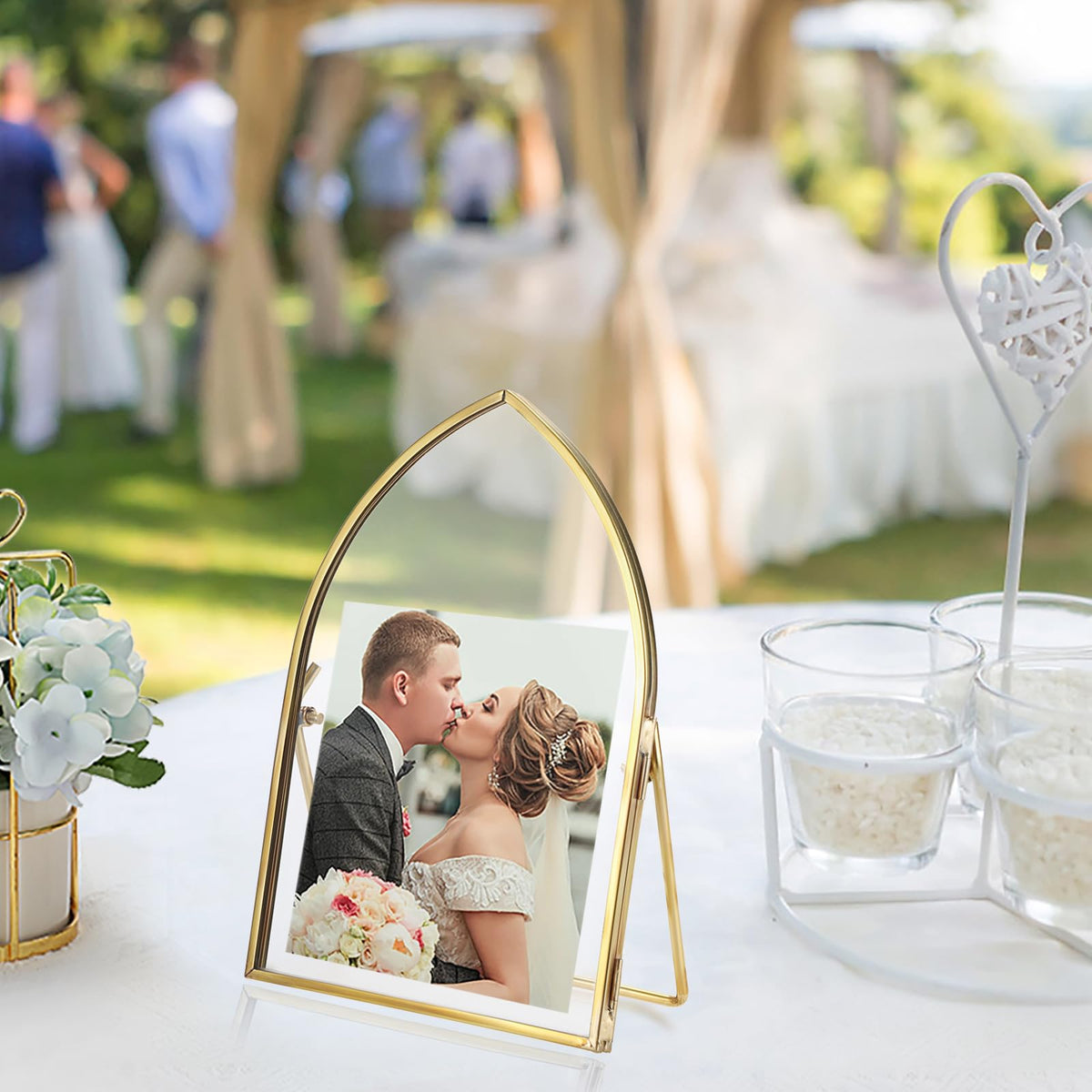 JUXYES 4x6 Inch Tabletop Double Glass Frame for Pressed Flowers, 3 Pack Glass Desktop Picture Artwork Display Frames, Brass Floating Frame Style for Dried Flowers Photo Picture Poster etc