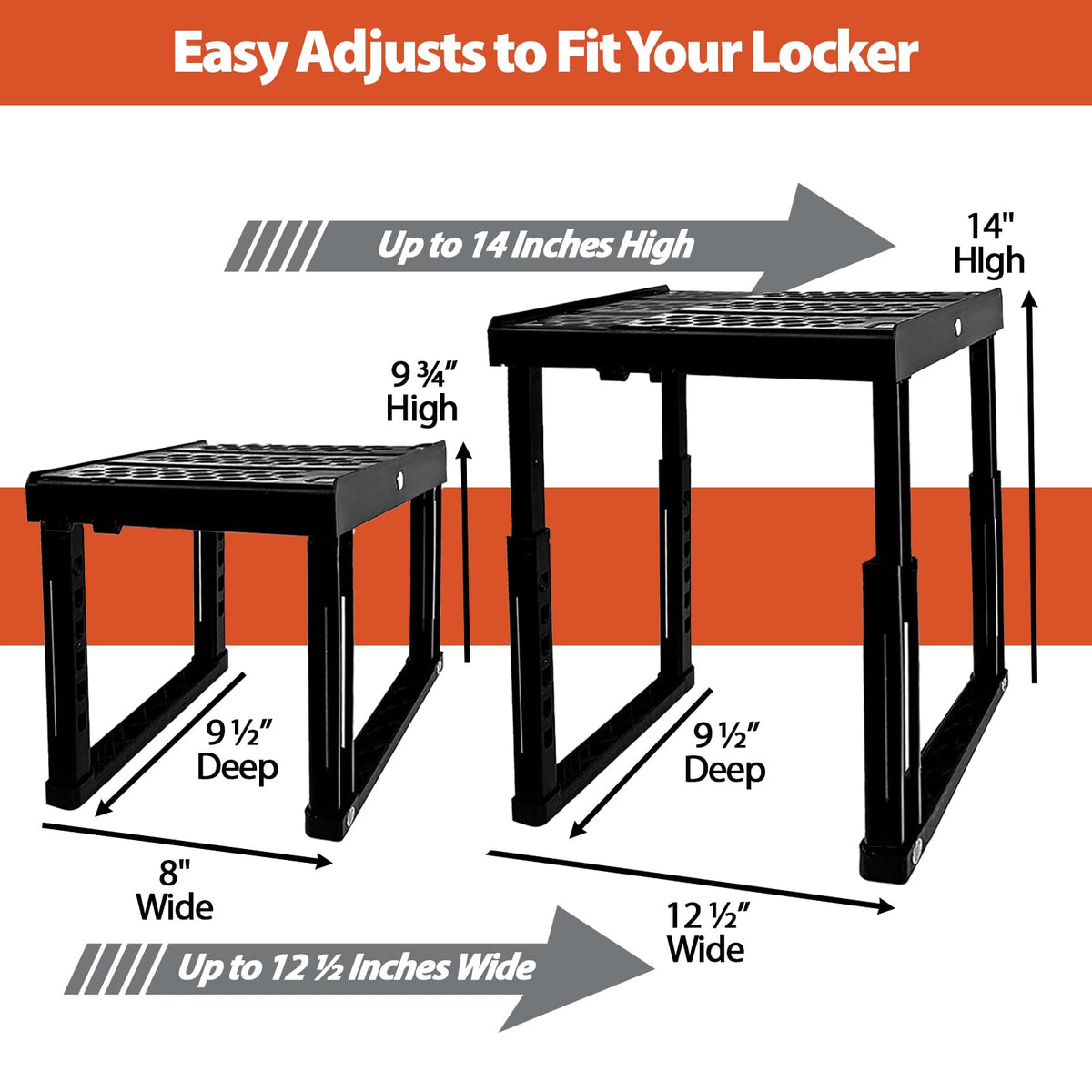 Piffny Locker Organizer Shelf， Adjustable Width and Height, Ideal Locker for School, Office, and Gym Lockers (Blue 2 Pack)