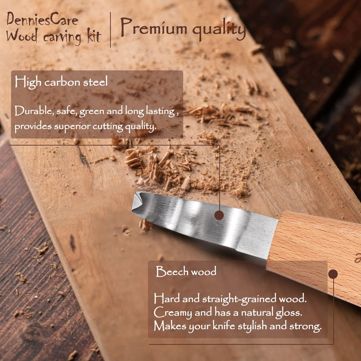 DenniesCare Wood Carving Kit Wood Whittling Kit for Beginners 20pcs Wood Carving Tools with 4pcs Carving Knife, Basswood Wood Blocks, Gloves, Storage Bag, Frosted Sponge, Gifts Set