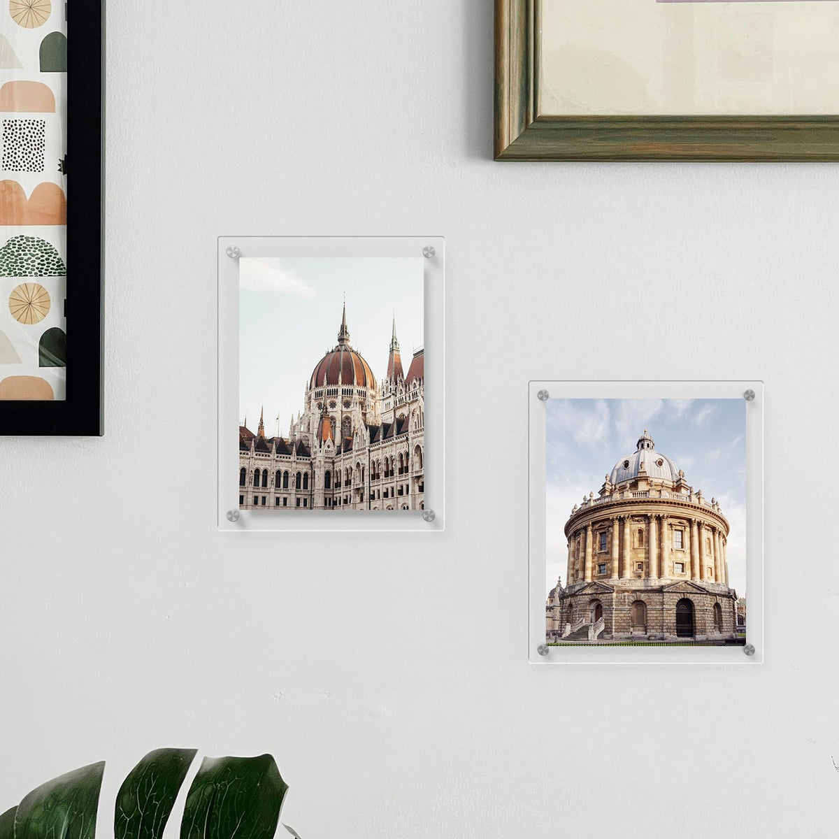 AITEE 8x10 Acrylic Picture Frames 4 Pack, Clear Picture Frames for Wall, Modern Frameless picture Frames Lucite Transparent Square Cubes Floating Hanging Photo Frame Gift for Home Office Display