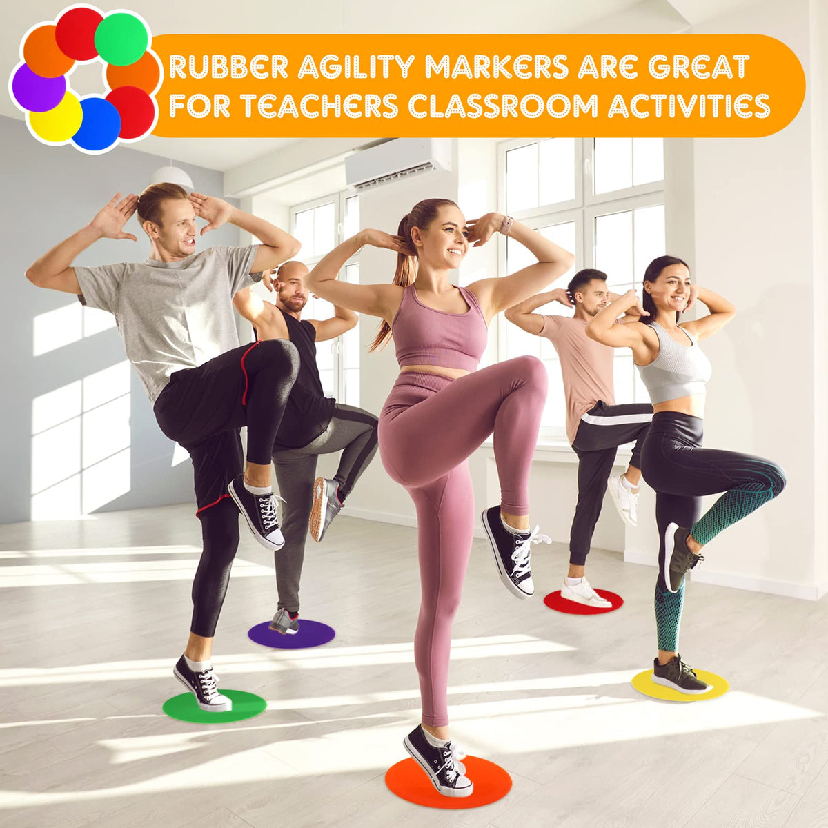 Haull Spot Markers Floor Spots with Bag Non Slip Vinyl Poly Dots for Gym Floor Basketball Football Soccer Sports Speed Agility Training Gym Dance(60 Pcs,4.72 Inch)