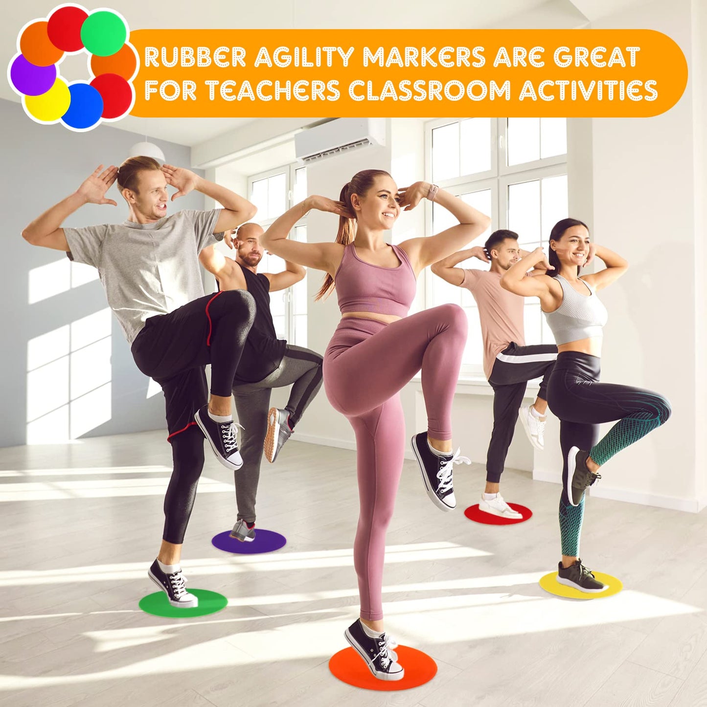 Haull Spot Markers Floor Spots with Bag Non Slip Vinyl Poly Dots for Gym Floor Basketball Football Soccer Sports Speed Agility Training Gym Dance(60 Pcs,7.87 Inch)