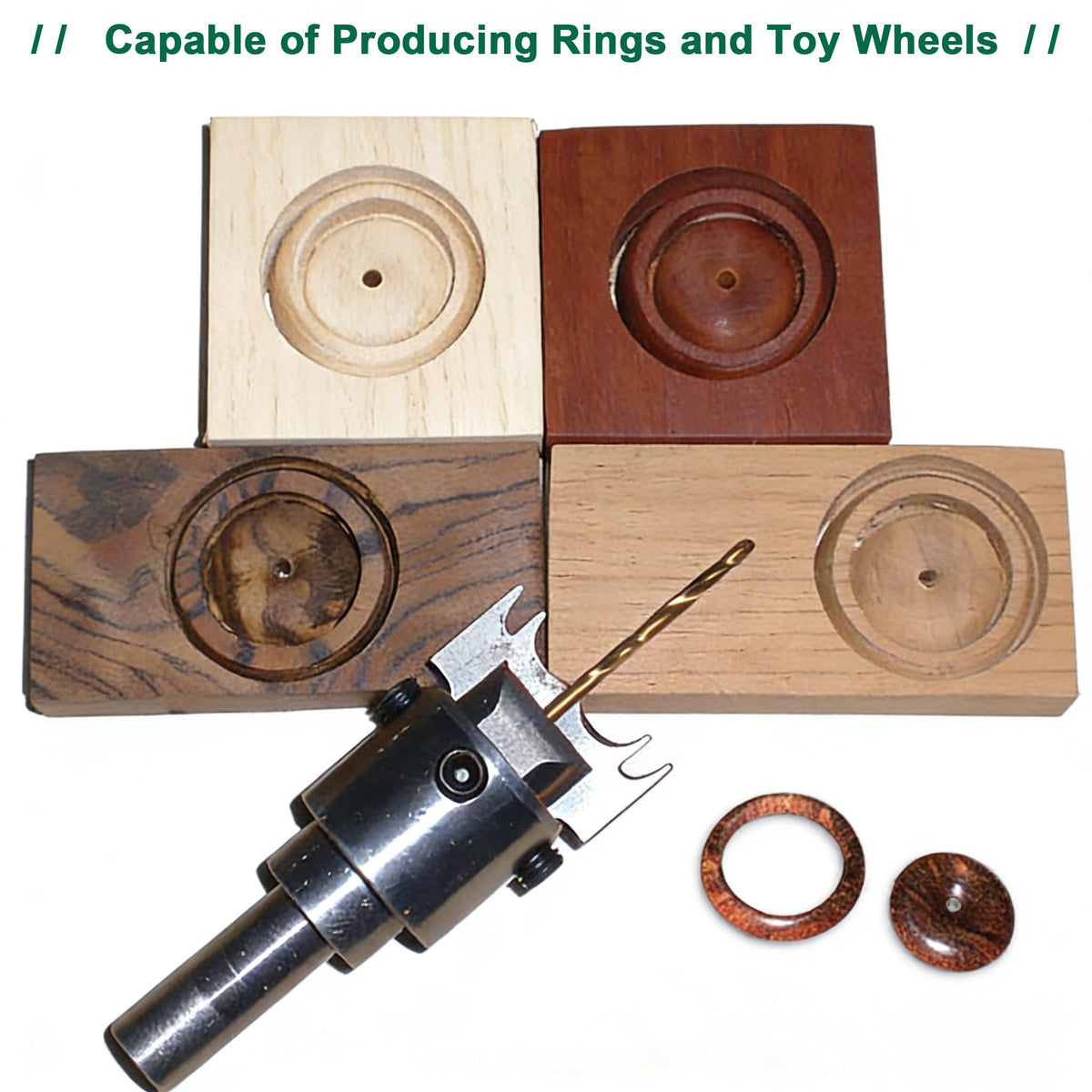 Tidsech 10Pcs Wood Ring Maker Set, 20-22mm Blades Ring Drill Bit Set, Adjustable Design fits US Ring Sizes 10-13, Be Used with a Drill Press