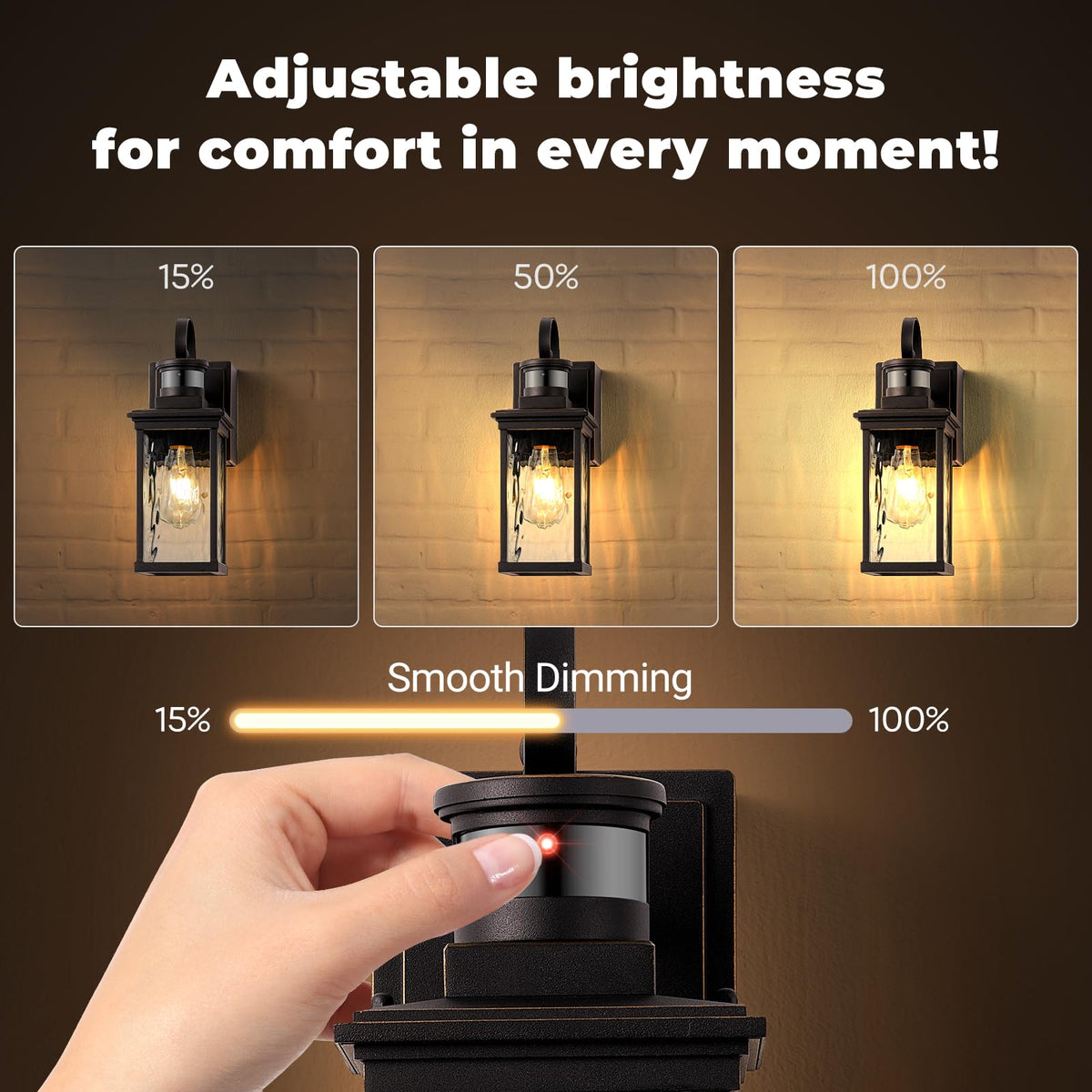 OPAXIS Wall Mount Exterior Lighting Fixture with Motion Sensor, GFCI Outlet, Aluminum, 1-Pack, Oil Rubbed Bronze Gold Trim, Model P81611