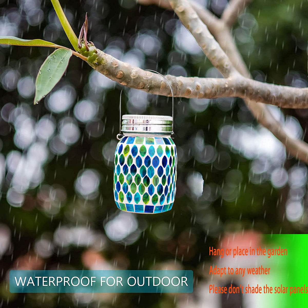 Mosaic Lights Solar Outdoor Hanging Lanterns, Garden Decor Christmas Gifts for Women Mom Grandma Halloween Decor Lights, Outdoor Waterproof Lights, Garden,Patio,Pathway & Yard Décor