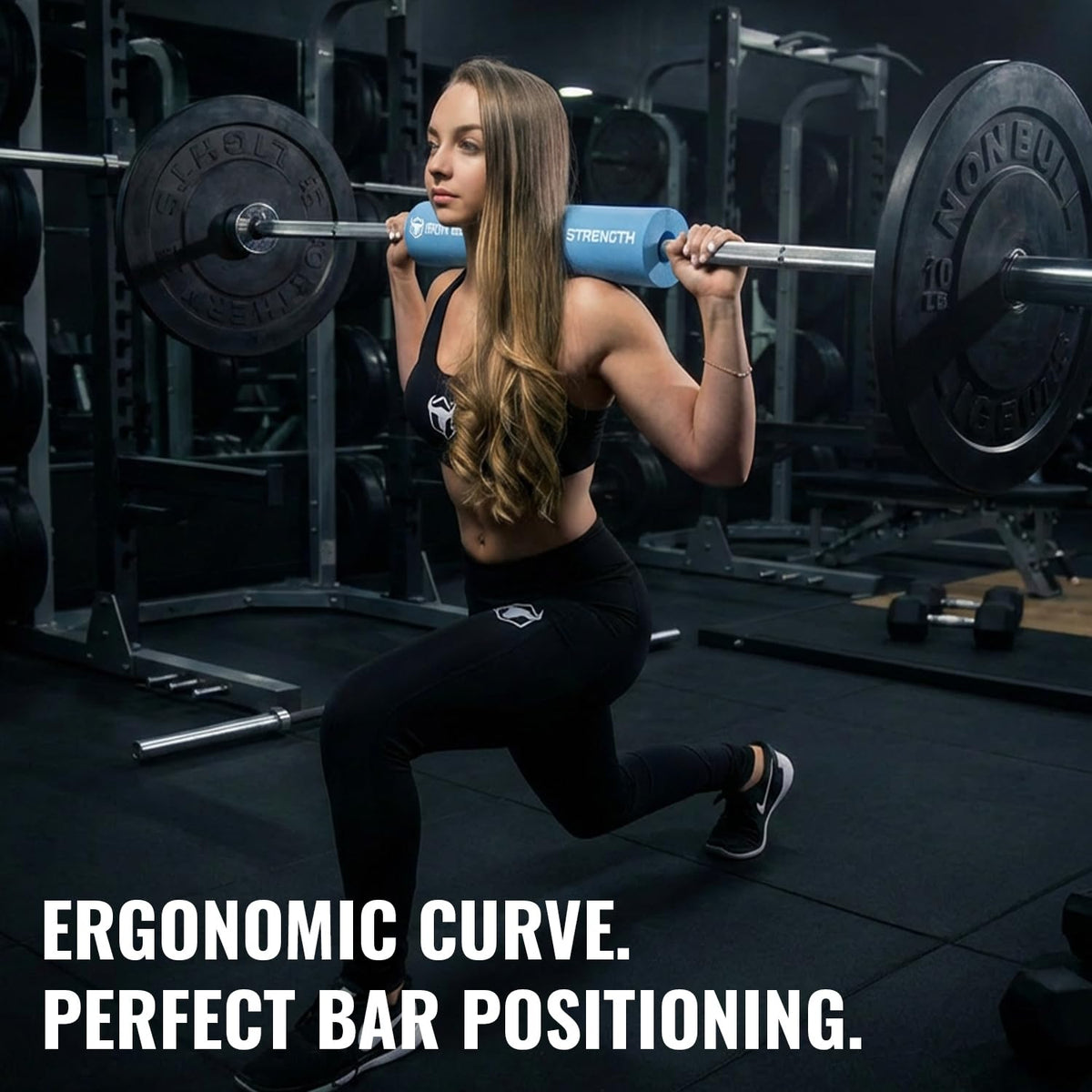 Advanced Squat Pad - Barbell Pad for Hip Thrusts, Squats & Lunges - Neck & Shoulder Squat Bar Pad Cushion Support Foam for Extra Comfort (Baby Blue)