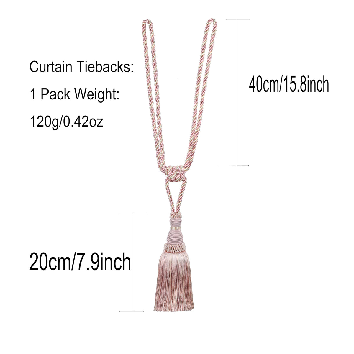 BEL AVENIR 2 Pack Curtain Tiebacks Tassel Drapery Tie-Backs Rope Handmade Holdbacks Home Office Hotel Decorative (Pink, 2 Pack)