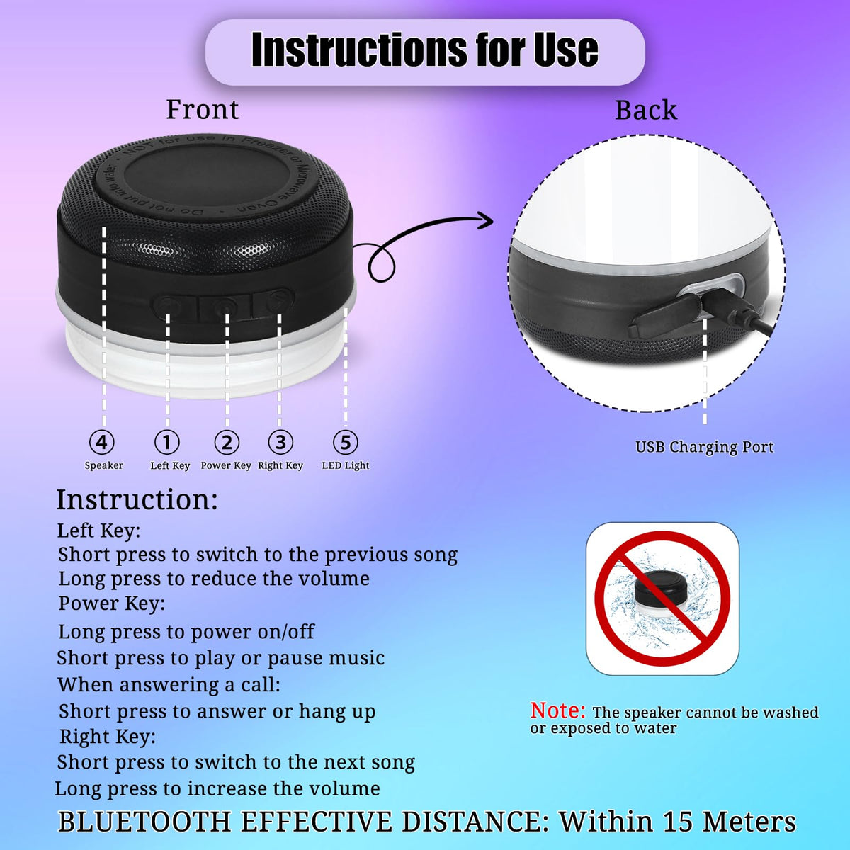 Micellwuu 4 Pack 20 Oz Music Speaker Tumbler, Sublimation Music Tumbler Blanks, Double Wall Vacuum Insulated Coffee Mug with Detachable LED Light, Speaker Cup (Black)