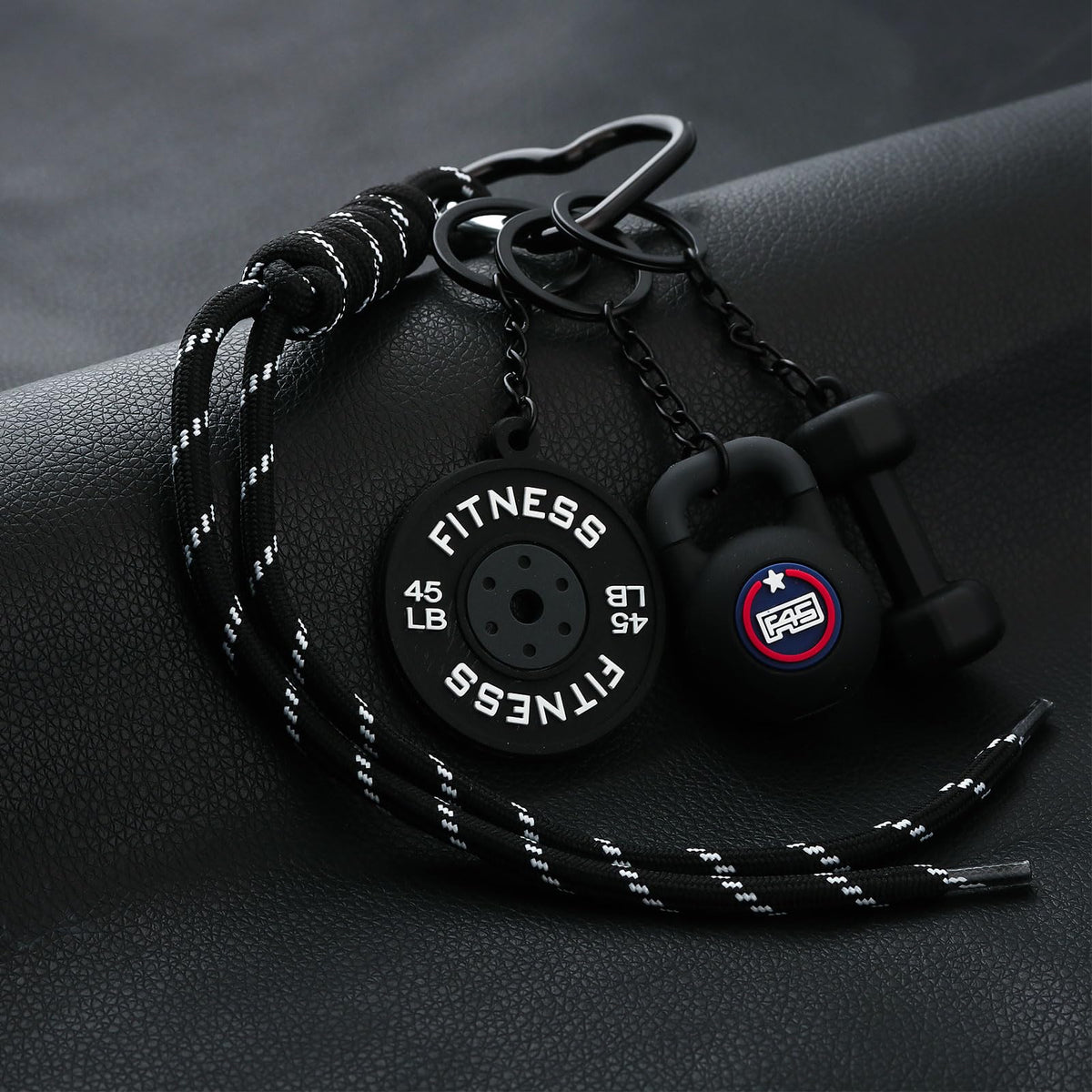 Locus Amoenus Gym Equipment Bag Charms DIY Soft Rubber Dumbbells Keychain for Fitness enthusiast Couple Backpack Jewelry Gift (Black)