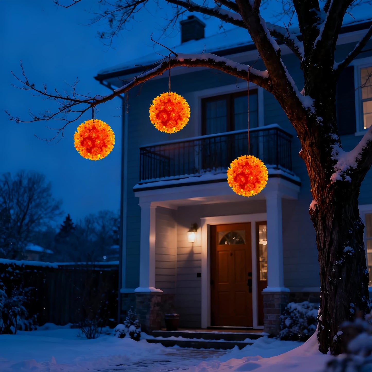 JinBest 6“ Orange Starlight Sphere Lights, Commercial Grade LED Sphere Light, for Indoor Outdoor Halloween Party.