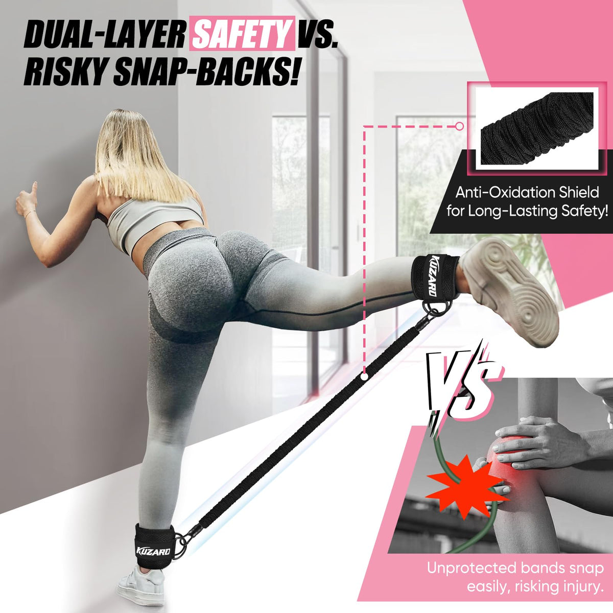 Resistance Bands Set with Ankle Straps, Glutes Workout Equipment, Ankle Bands for Working Out, Butt Exercise Equipment for Women Legs and Glutes - Perfect for Home Workouts and Fitness Training