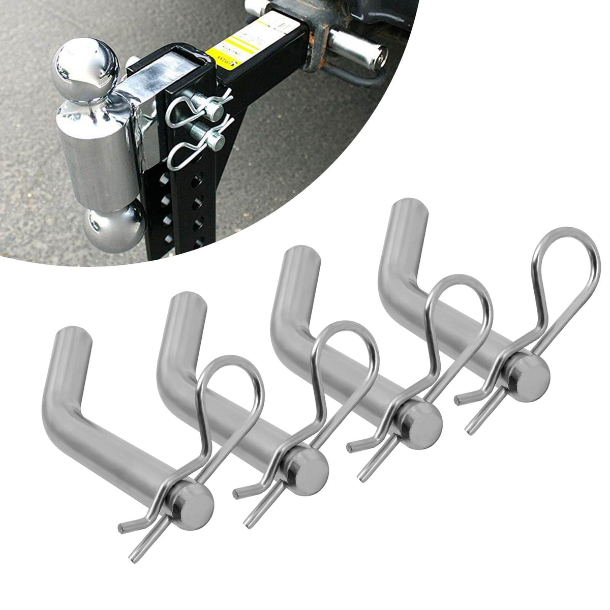 SYOWADA 4Pcs Steel Trailer Hitch Pin & Clip with Grooved Head Fits 2 Or 2-1/2-Inch Receiver, 5/8-Inch Diameter Trailer Hitch Pin for Towing