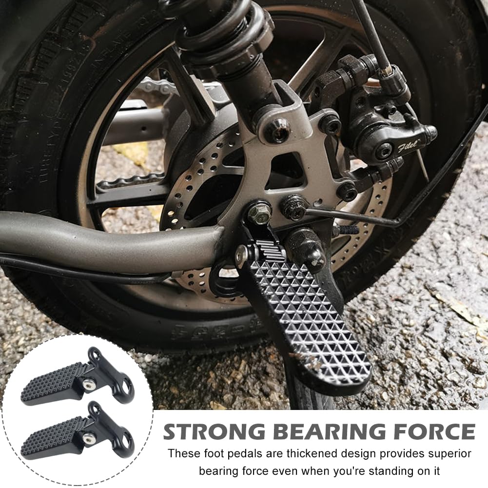 Frinovalt 1 Pair of Bike Foot Pegs, Non-Slip Bike Pegs Aluminium Foldable Bicycle Footrests for E-Bike, Mountain Bike, Folding Bicycle(Black)