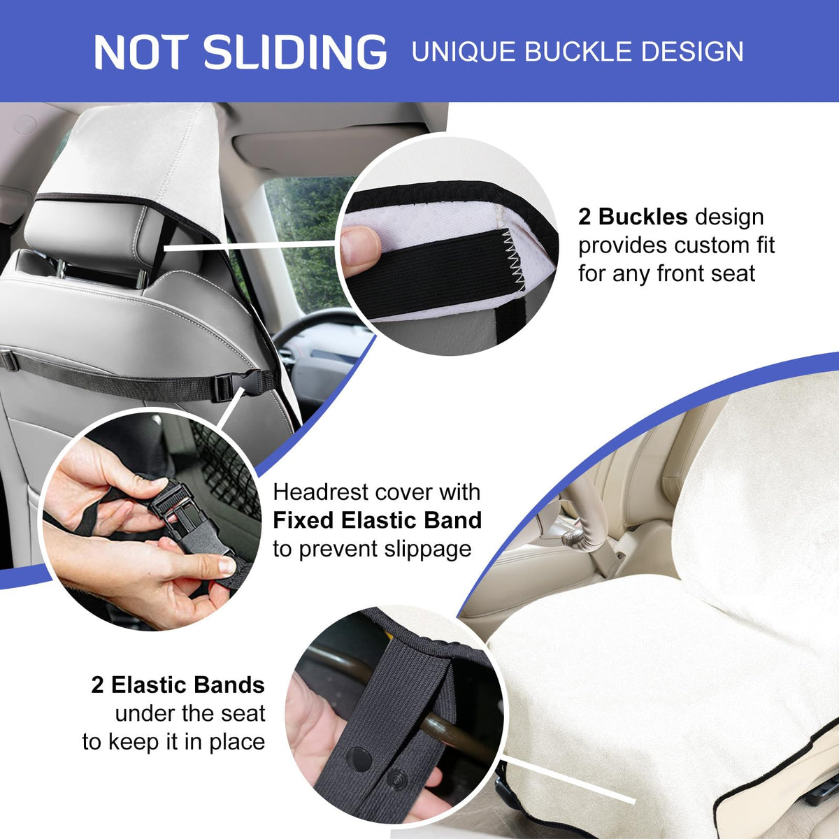 INFANZIA Waterproof Sweat Towel Seat Cover, Premium Car Seat Towel Protector for Trucks SUV Jeep, Universal Non-Slip Bucket Seat Covers for Post Gym Workout, Running, Swimming, Beach (White, 1Pcs)