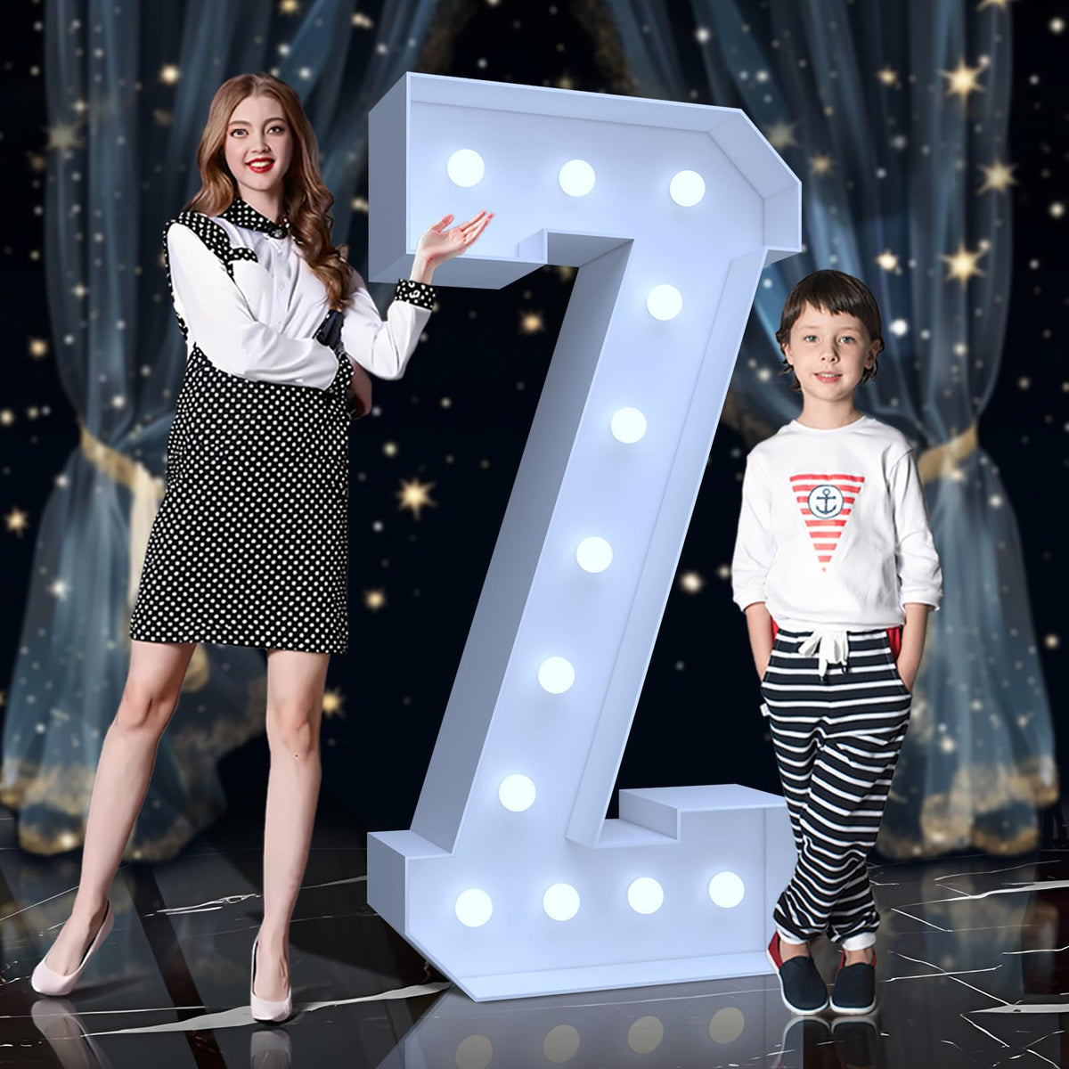 4FT Marquee Light Up Letters Z – Cool White LED, Easy to Assemble Foam Board with Back Support, Large Marquee Light Up Letters for Birthday, Wedding, Party, Anniversary, Baby Shower Decor