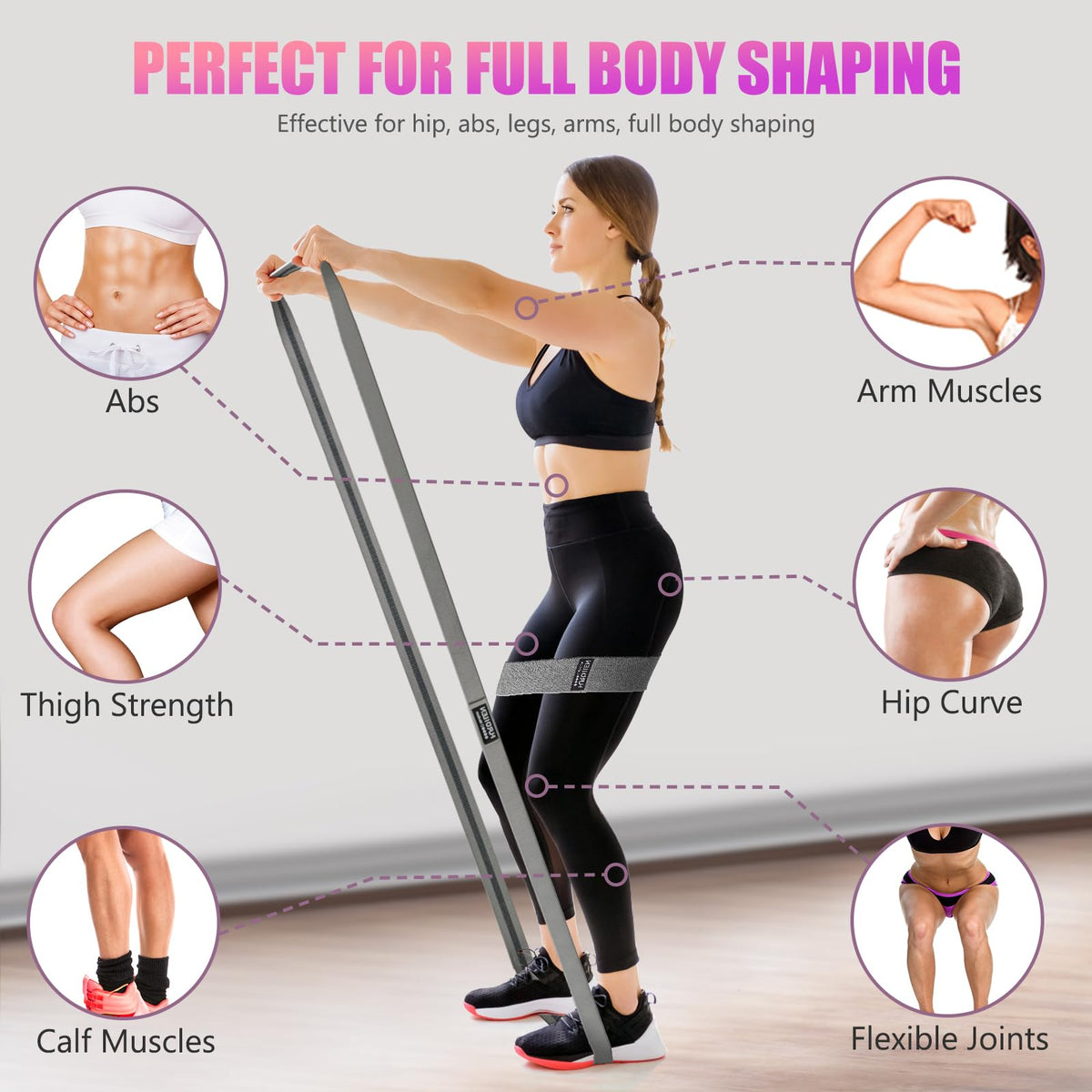 Resistance Bands for Working Out Set, 3 Pcs Pull Up Bands and 3 Pcs Assistance Bands with Door Anchor for Legs, Glutes, Hip, Fabric Loop Bands Workout Bands Resistance for Gym, Home, Office
