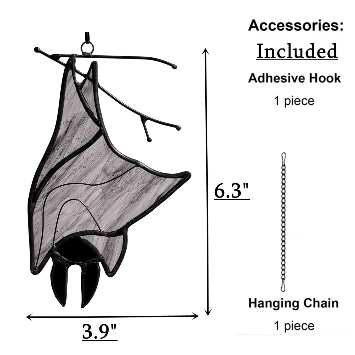 Lcensp Stained Glass Bat Decor Window Hangings Ornament, Gothic Bat Suncatcher Halloween Decorations Gifts, Handmade Occult Sun Catchers Indoor Window Home Decor
