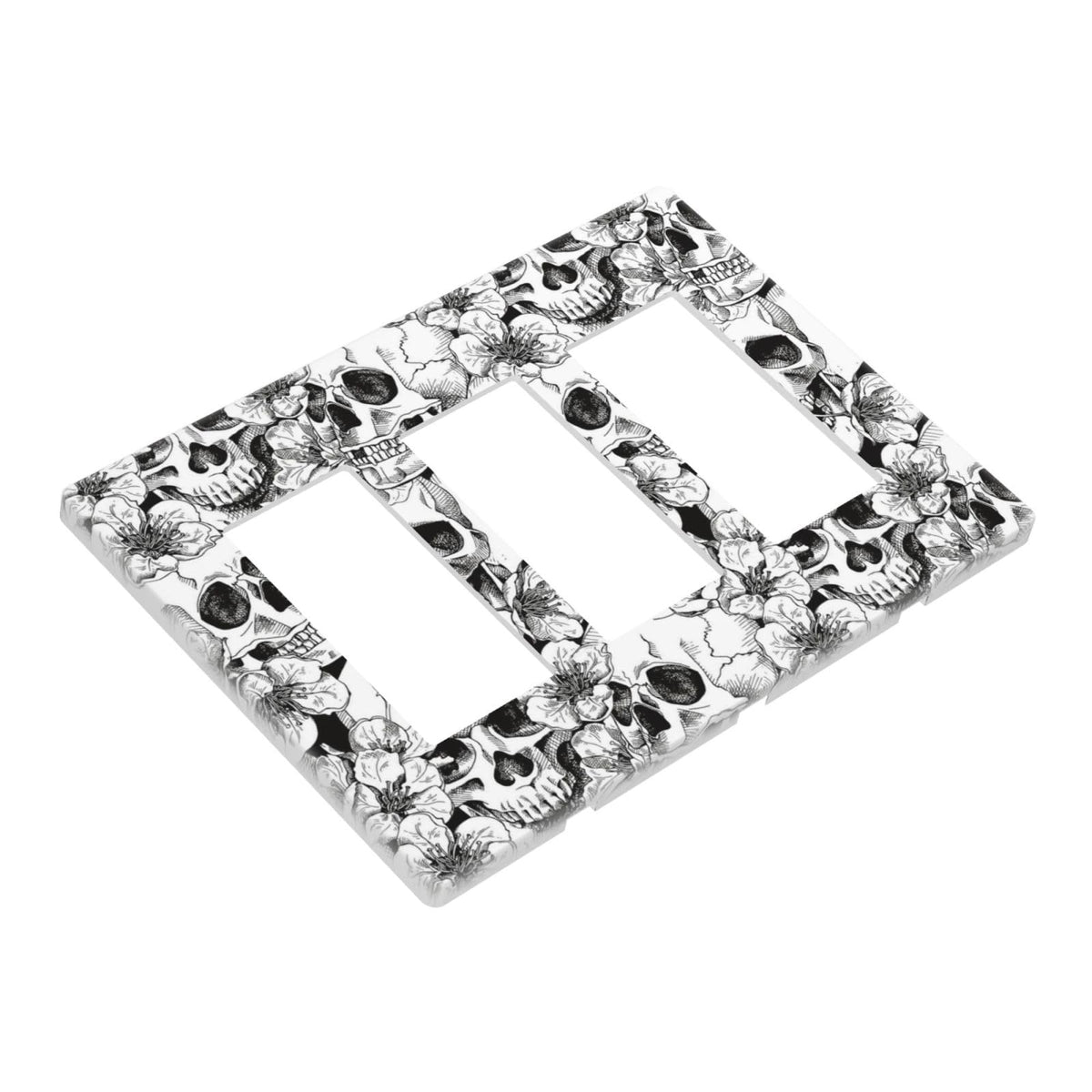 Gothic Skull Floral Skeleton 3 Gang Triple Rocker/Decorator Light Switch Wall Plate Cover Decorative GFCI Electrical Faceplate Switchplate Dimmer