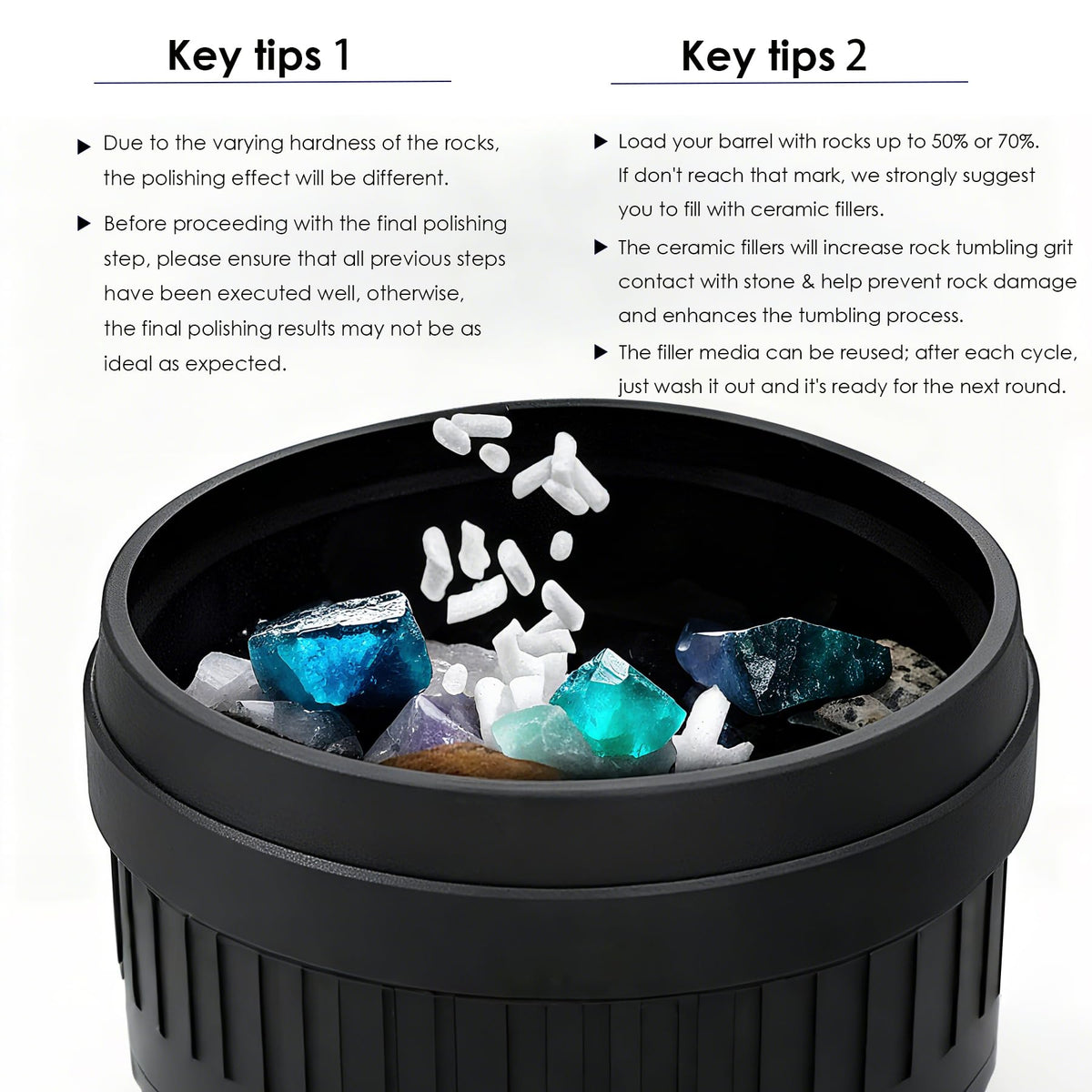 Kandylio 8 Lbs Rock Tumbler Grit Kit Polish Upto 60LBS Rocks Silicon Carbide & Aluminum Oxide Polishing and Tumbling Abrasive Media for Any Rock Tumbler Polisher
