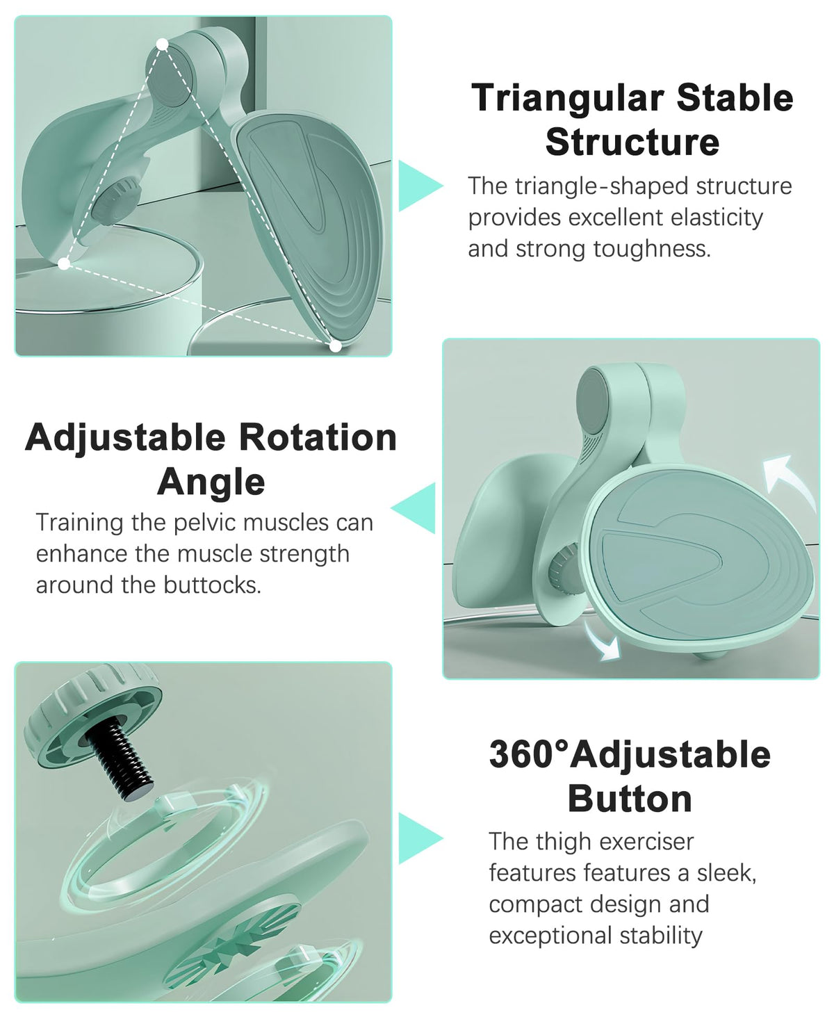 Kegel Exerciser, Pelvic Floor Muscle Exercise Devices for Women, Inner Thigh Exerciser Leg Workout Equipment Thigh Trainer for Male Hip Trimmer Inner Thigh Toner Workout (LightGreen)