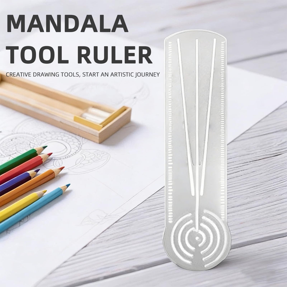 MIUPOO 3 in 1 Clear Acrylic Mandala Tool Ruler,Mandala Dot Art Circle Maker,Ruler Tool Holes,Geometric Drawing Stencil,Geometric Art Painting Ruler with Measuring Marks,1Piece.