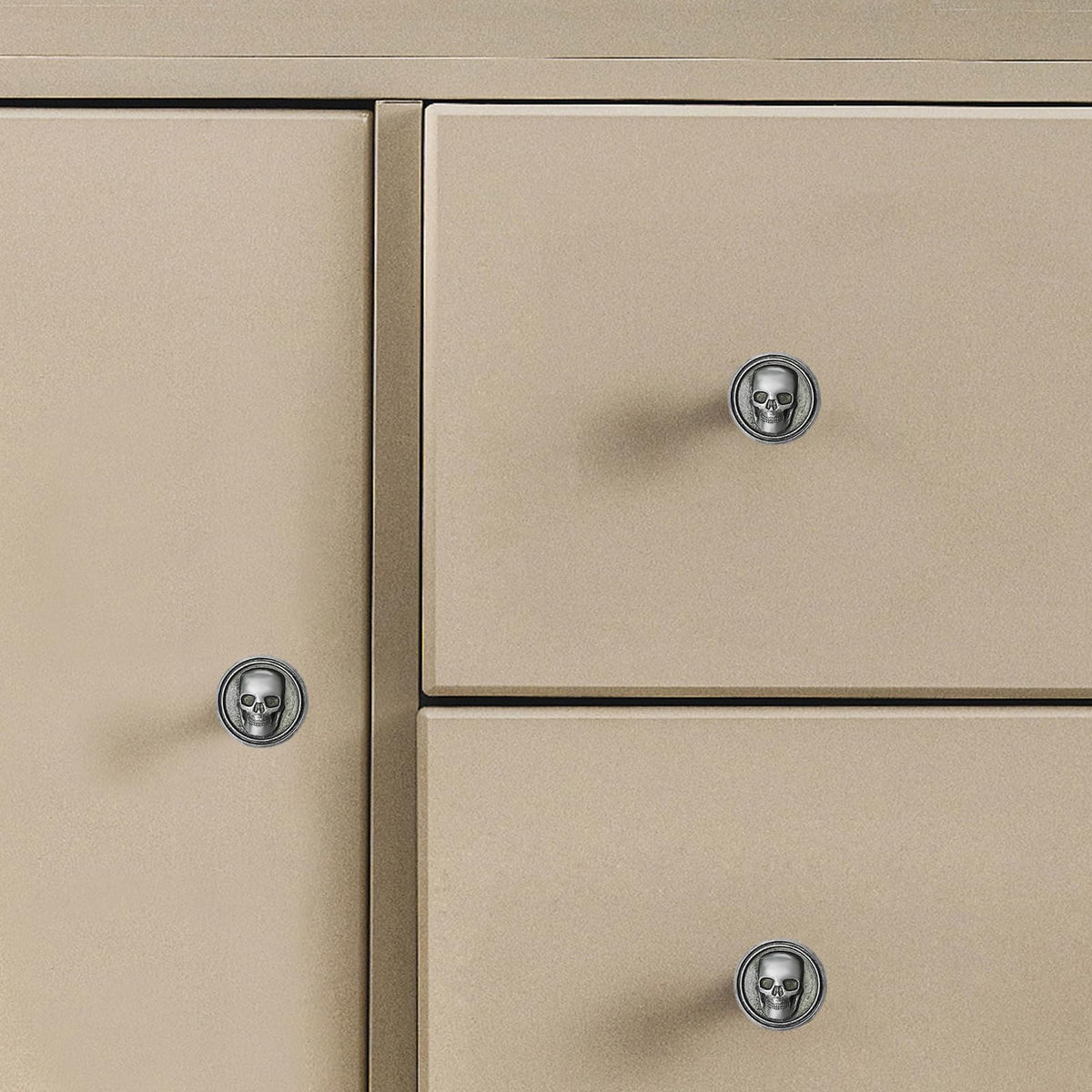 BAMI-LEE House 6PCS Vintage Skull Skeleton Cabinet Knobs - Single Hole Zinc Alloy Drawer Pulls for Kitchen, Wardrobes, Bookcases, Dresser, Closets (Ancient Tin)