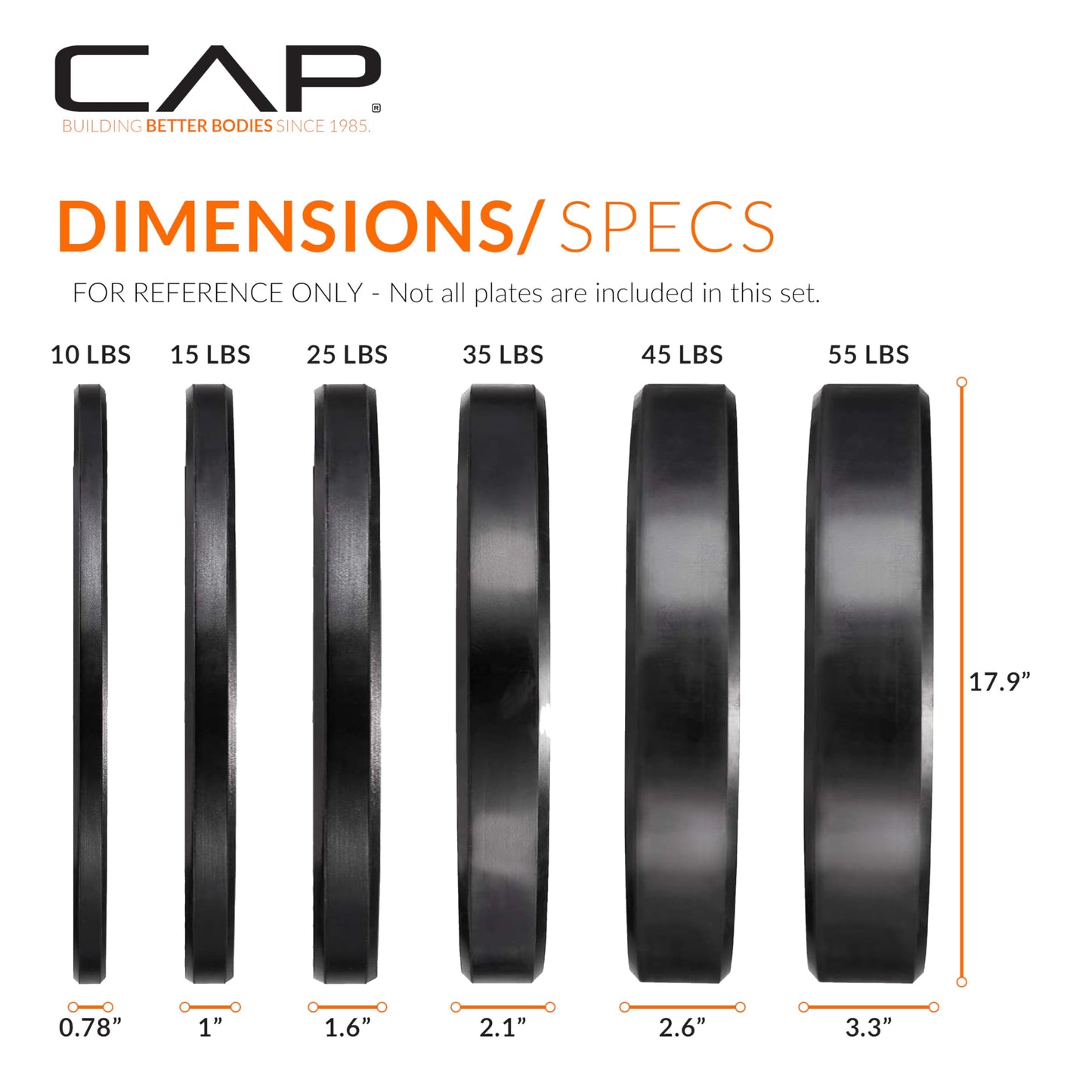 CAP 190 lb Economy Olympic Bumper Plate Set with Storage Rack, 2-Inch Olympic Plates, Medium Bounce Rubber Weight Plates with Steel Hub, 6 Weight Posts & 4 Barbell Holders for Weightlifting, Strength Training & Home Gym Workouts