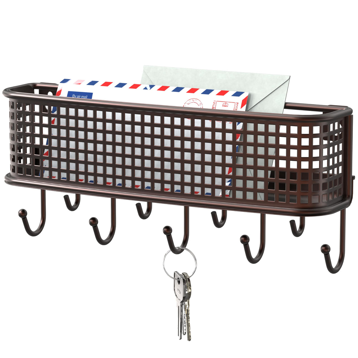 Deco Brothers Wall Key Holder and Mail Organizer, Bronze