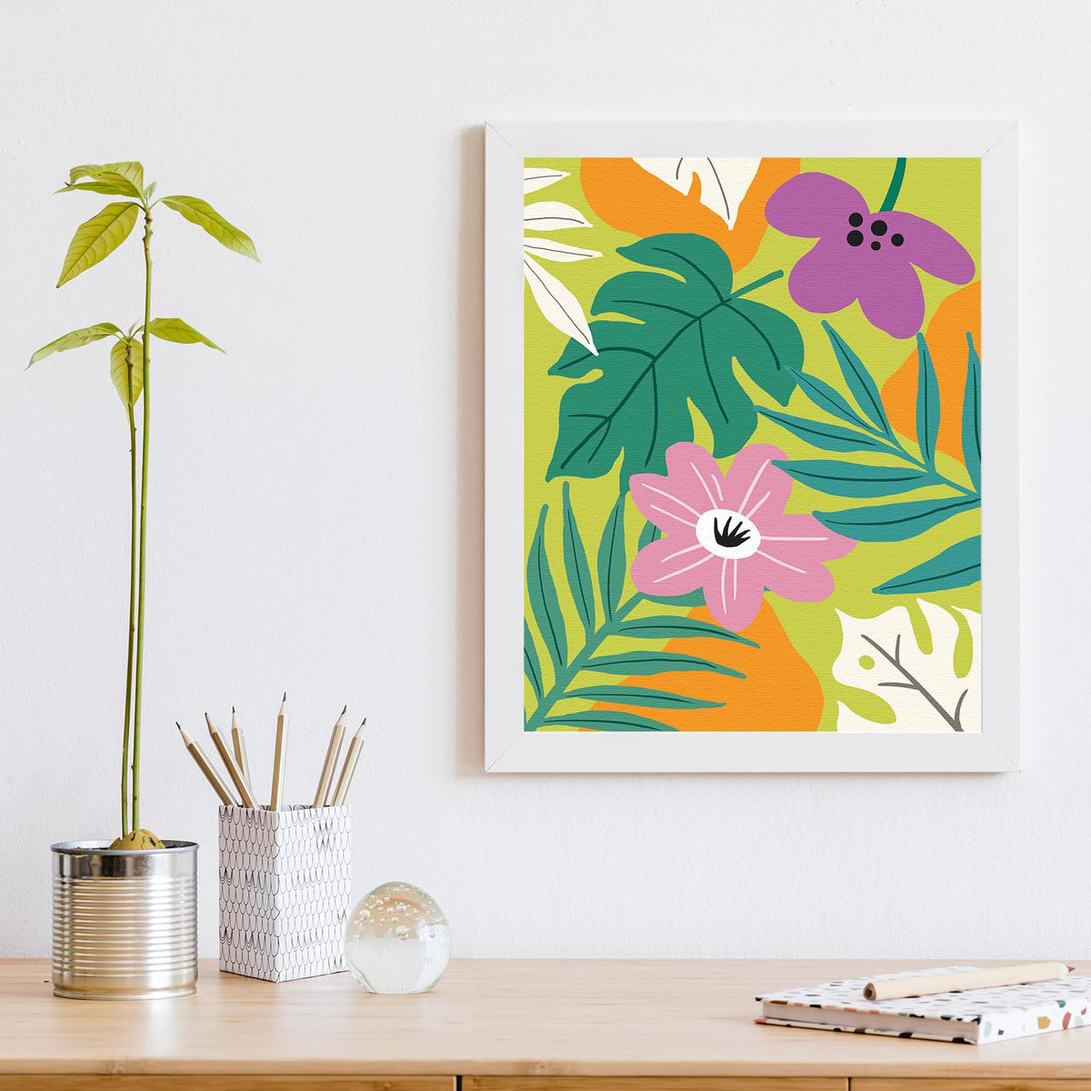 Nuberlic 10 Packs 8X10 Pre Drawn Canvas for Painting Floral Pre Printed Canvas Painting Kit Vibrant Botanical Pre Drawn Canvas to Teens Night Party Supplies