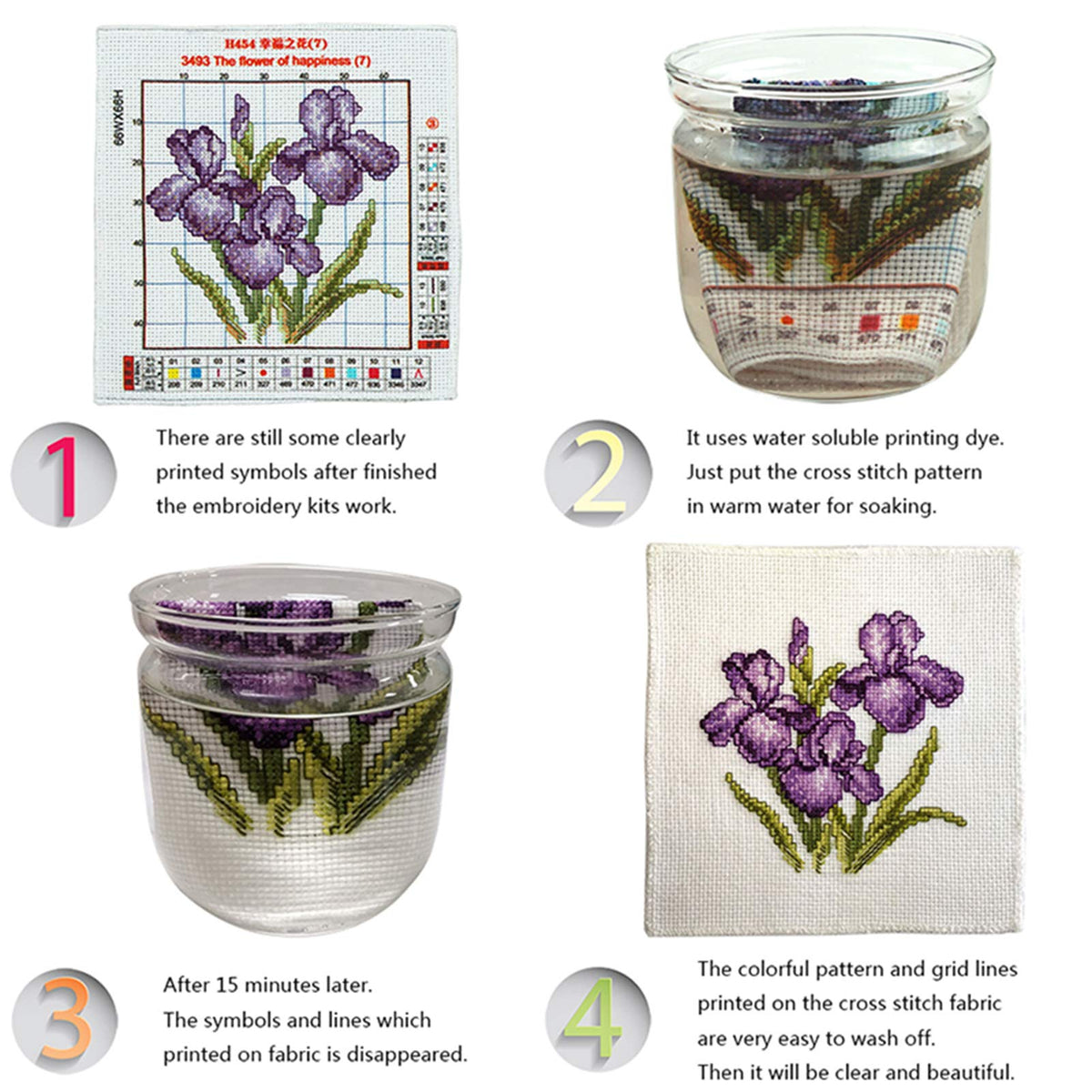 Funxvoot Stamped Cross Stitch Kits Beginners Full Range of Embroidery Kits for Adults 11CT Embroidery Patterns Needlepoint Kits Printed Cross Stitch Kits -（Colorful Flower Trees 18x18 inchs）