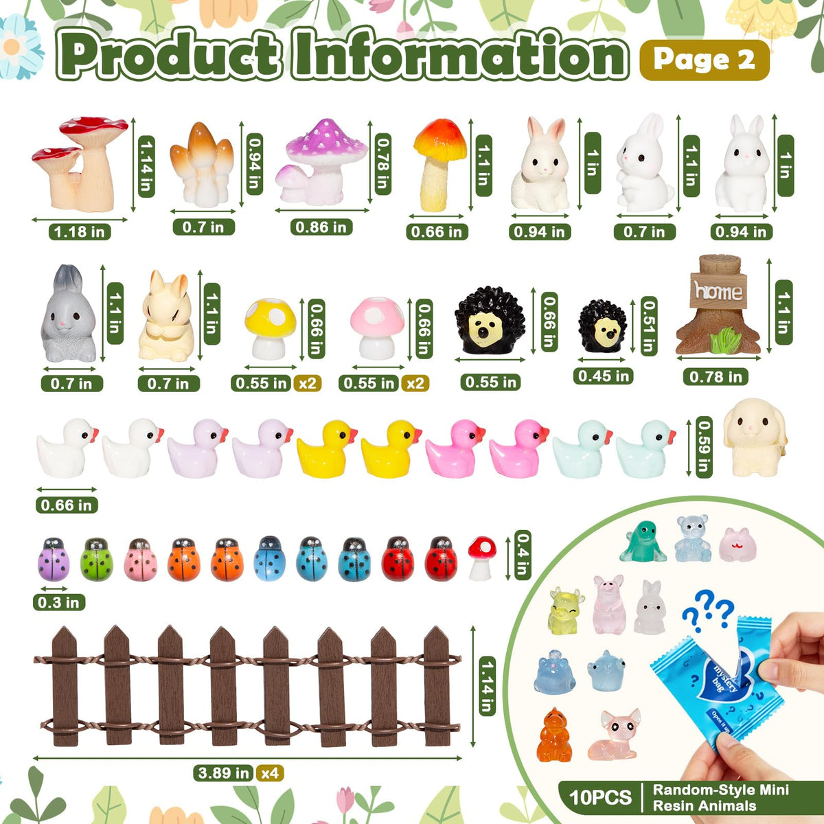 65 Pcs Mini Fairy Garden Accessories, Resin Ornaments Kit with Bridge, Mushroom, Fence, Animals for DIY Bonsai, Potted Plants & Tabletop Landscape Decor