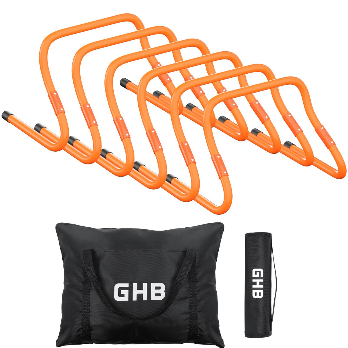 GHB Agility Hurdles 5/6 Pack Foldable Speed Agility Training Hurdles Adjustable Sturdy Hurdles Training Equipment Set with Carry Bag for Amateur, Athletes, Soccer, Basketball