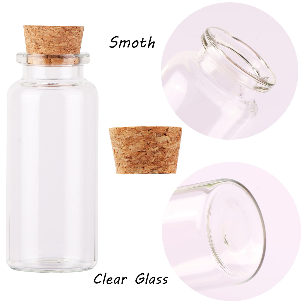 MaxMau 48 Pack, 30ml Glass Jars with Corks Lid,Clear Glass Bottles for Spices Herbs Crafting Project Party Favors