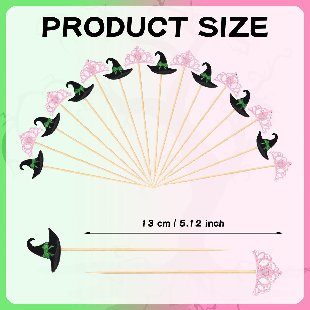 100 Pcs Witch Hat Cocktail Picks Decorative Toothpicks for Appetizers Fruit Sandwich Charcuterie Skewers Food Sticks for Pink Green Birthday Baby Shower Halloween Party Supplies