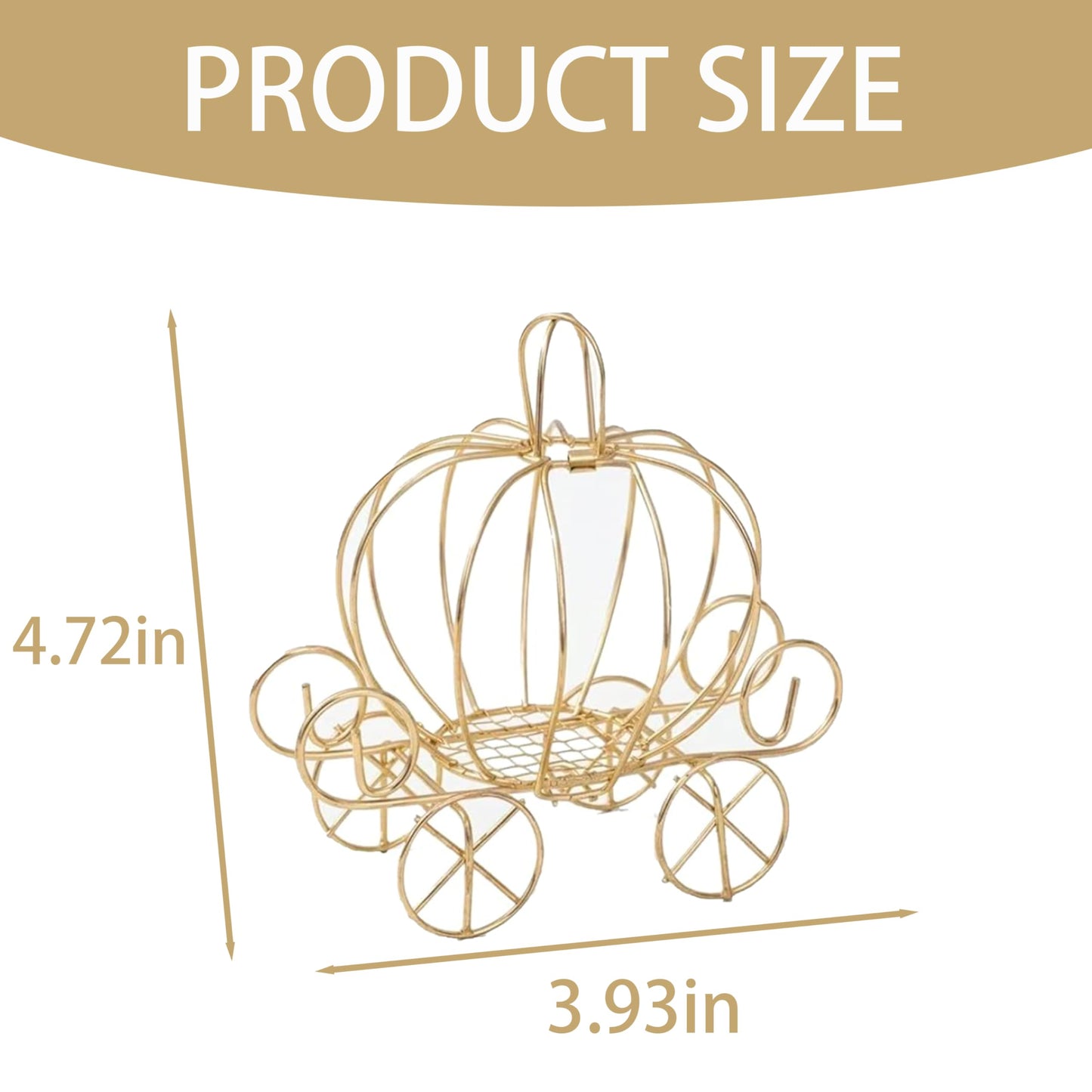 YANGYIXIN 4-Pack Metal Candy Server Gold Pumpkin Carriage Centerpiece Box for Princess Birthday, Princess Party & Themed Party Decorations