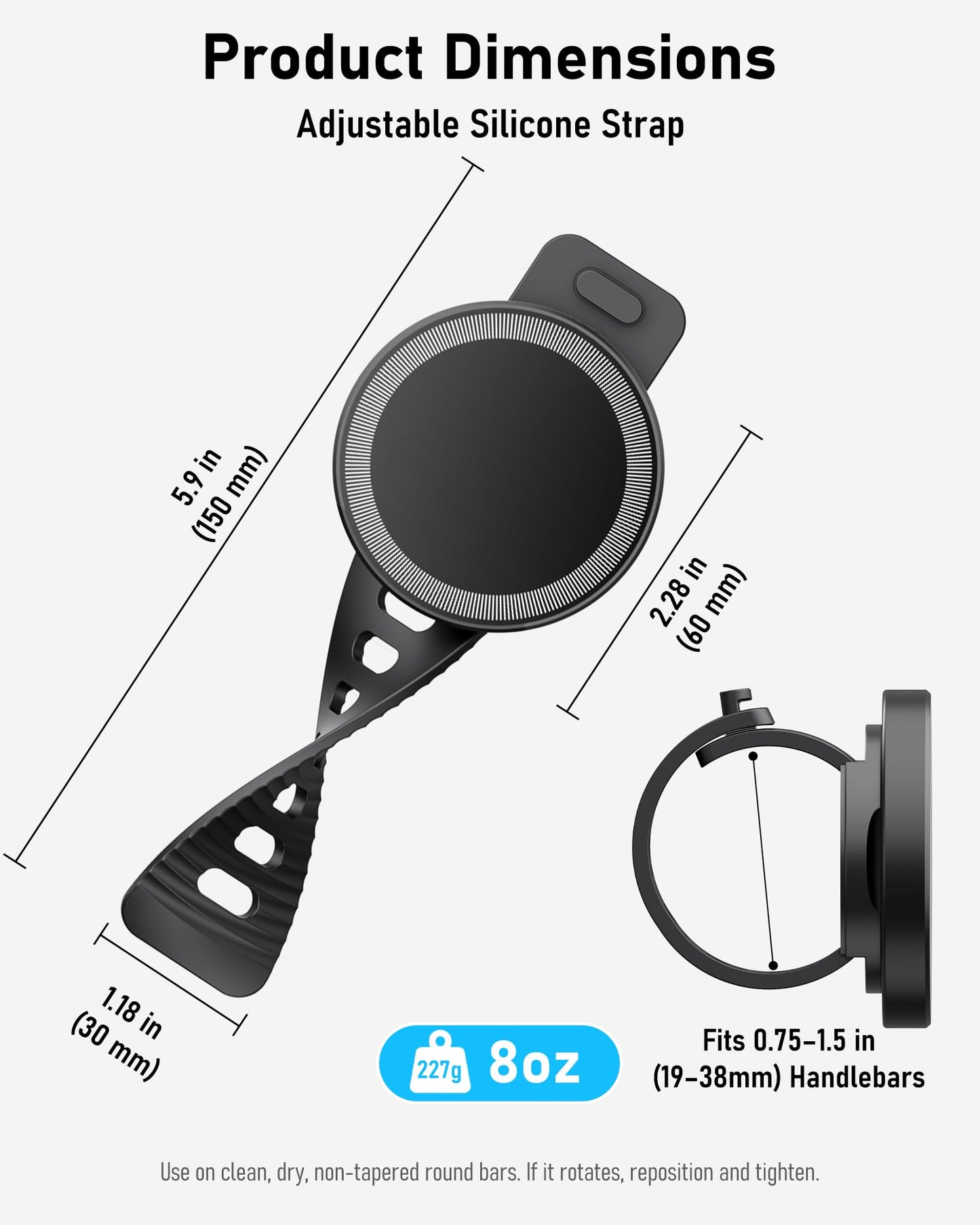 NINEFATICS Stroller Phone Holder, Compatible with MagSafe, Magnetic Handlebar Mount, 17x N52 Strong Magnets, Fits Treadmills, Peloton, Shopping & Golf Carts, Adjustable Strap, iPhone 12–17 & Android