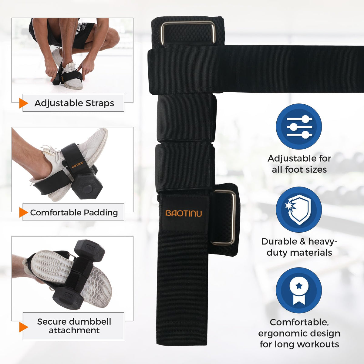 2pcs Monkey Foot Dumbbell Attachment For Glute Kickback Women's Leg Exercise Workouts At Home Adjustable Ankle Gym Strap Foot Weights Lifting Attachments Equipment For Men Hamstring Curls