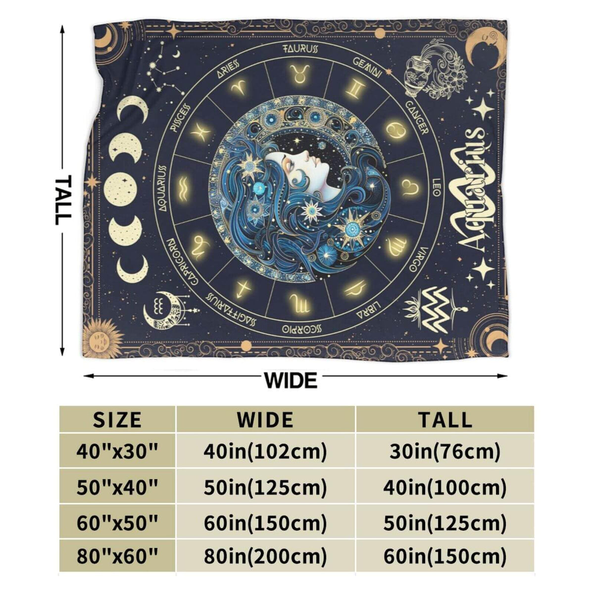 Homieblanket Aquarius Zodiac Blanket for Boys Girls, Secret Astrology Themed Design Printed Throw Blankets for Kids Lap, Chair Sofa, Soft Fleece Cozy Blanket, 40"x 50"