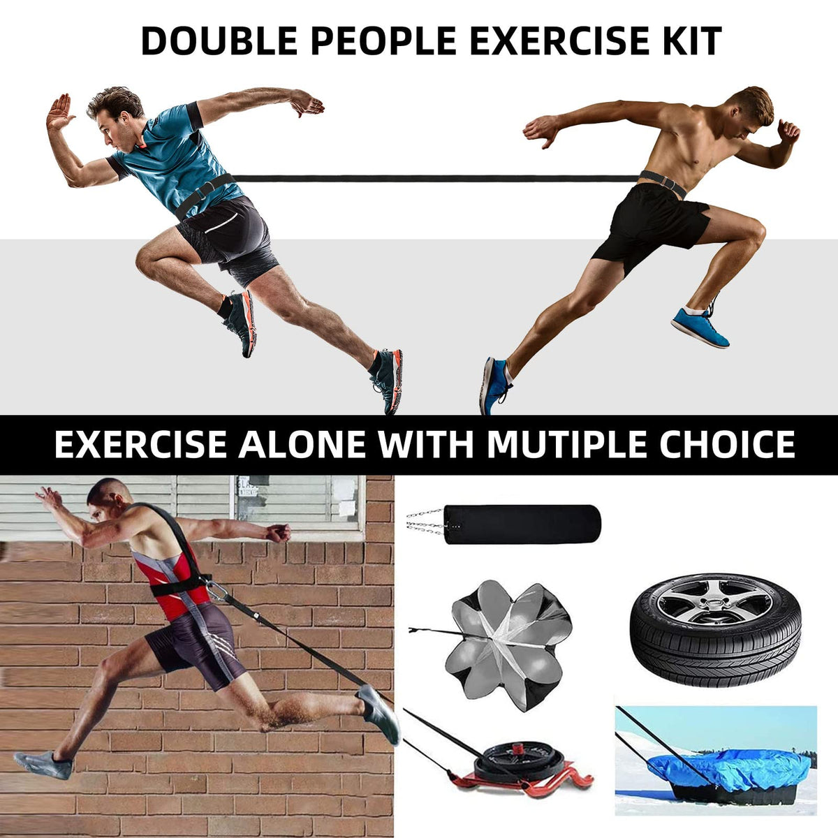OYINDIZ Sled Workout Equipment, Harness Set for Training Outdoor, Tire Pulling Fitness Resistance Full Body Physical Exercise Football Men and Women