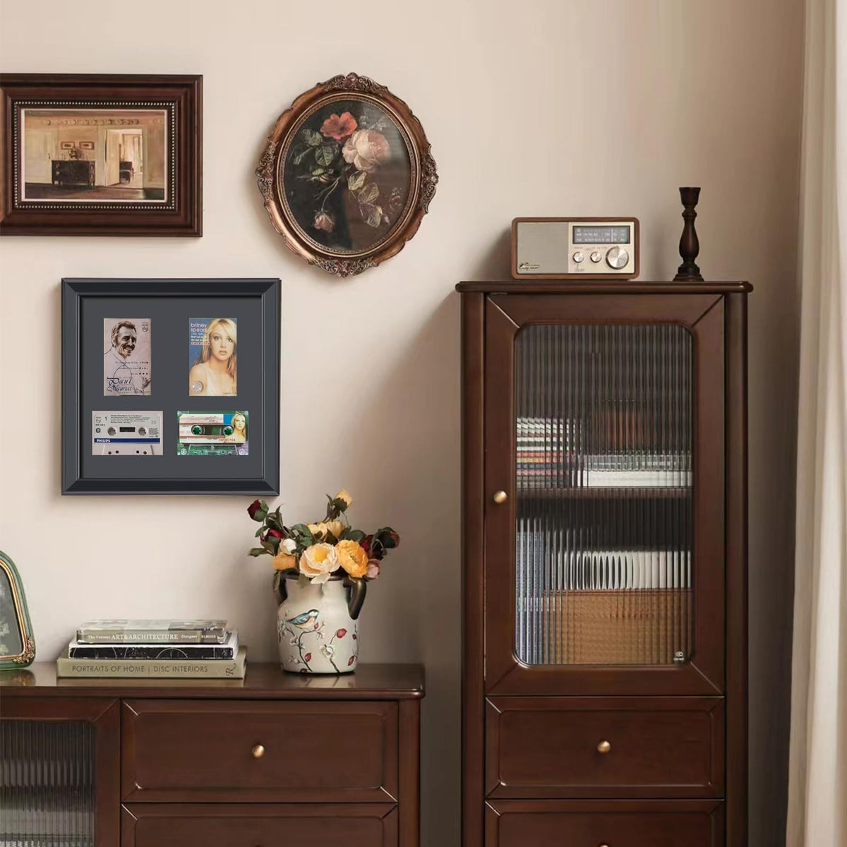 Cassette Tape Storage Shadow Box Display Cabinet,Cassette Storage Display Frame,Cassette Tape Case Display Frame with EVA Foam Lining,Retro Music Decor,Cassette Collection Display,Cassette Tape Holder