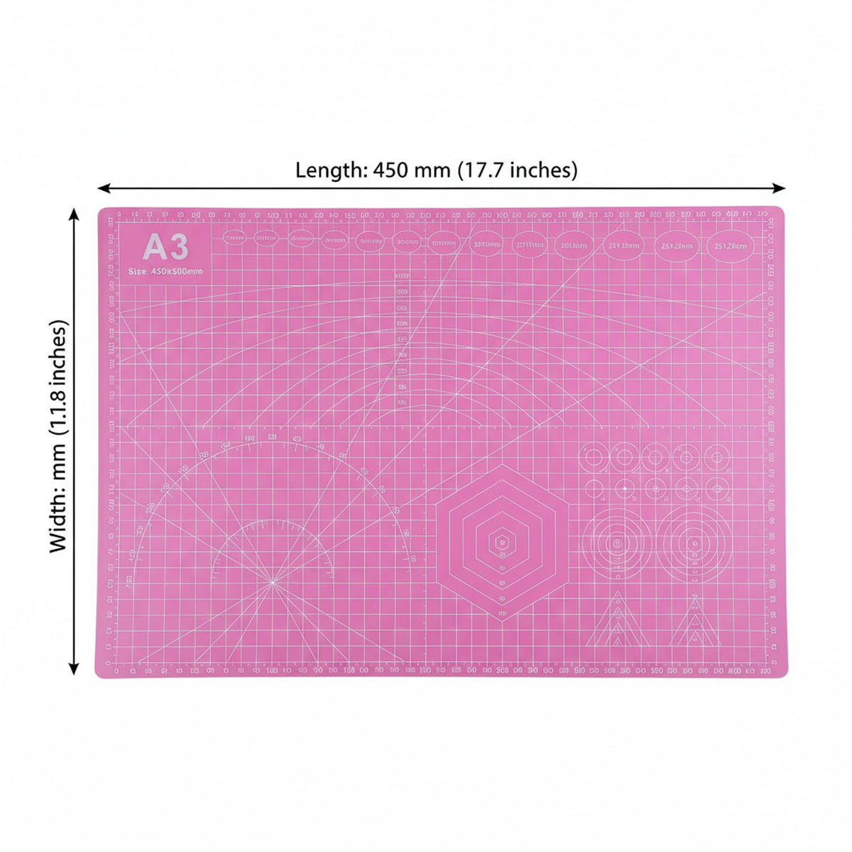 Cutting Mat A3 Pink, Self Healing Cutting Mat 12x18 Inch, 5-Ply Rotary Cutting Board Double-sided for Cutting Quilting Modeling Projects