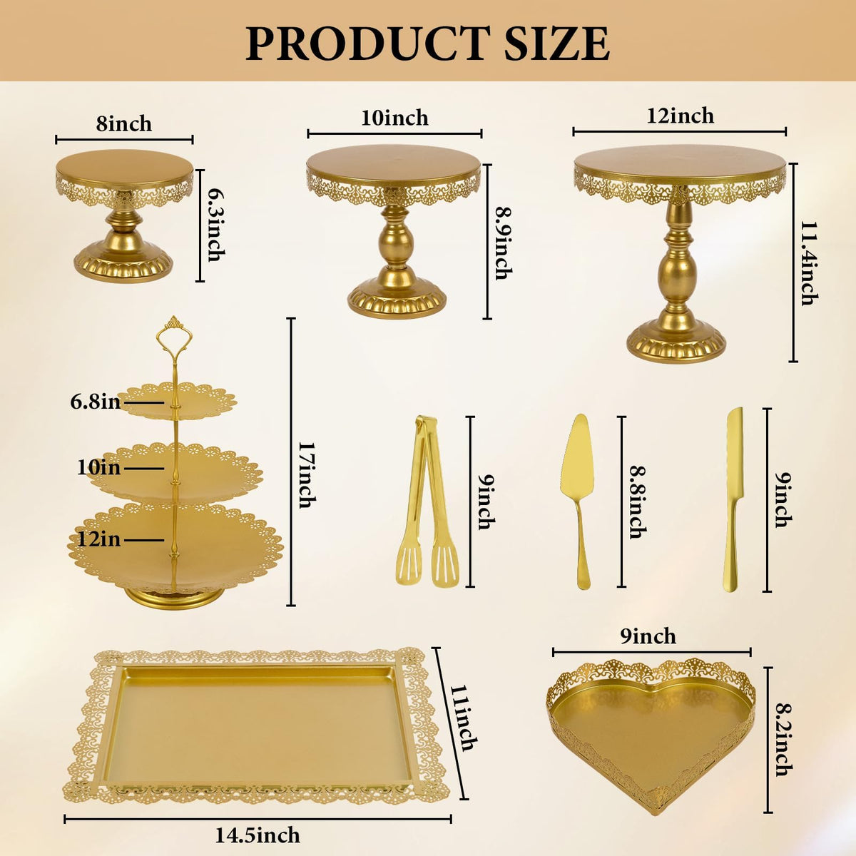 Jaevorite 12 Set of Gold Cake Stand, Metal Gold Cupcake Stand and Bases para Postres de Mesa, Elegant Gold Dessert Stands for Party and Wedding, Easy to Clean Desert Table Display Set