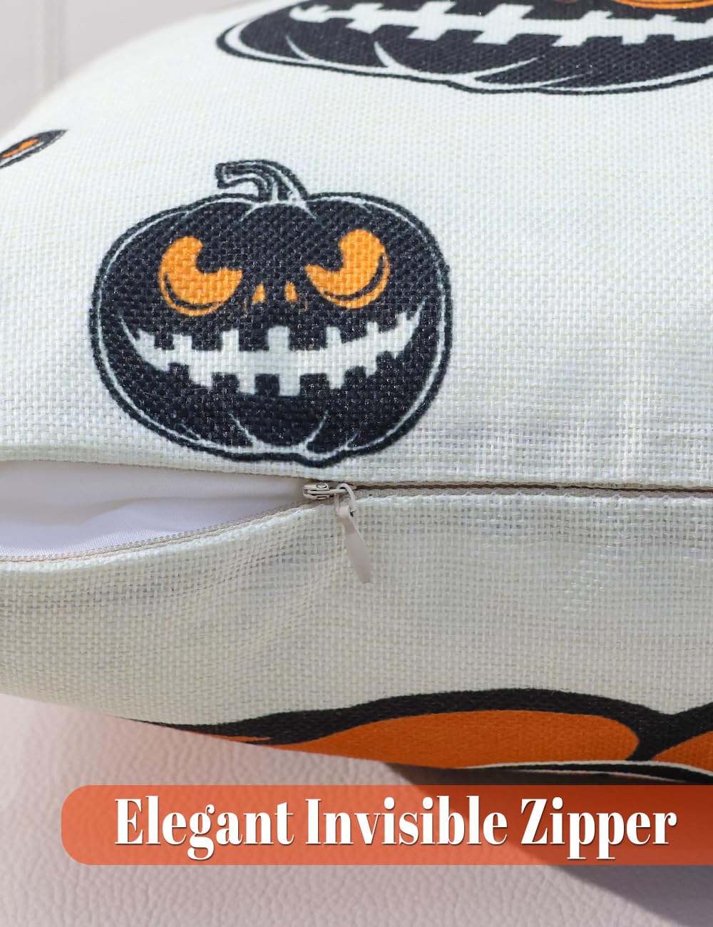 TOYPOPOR Halloween Decorations Double-Side Printing Pillow Covers 16'' x 16'' Set of 4, with 8 Cute Halloween Decor Patterns, Invisible Zipper, Durable Soft Linen Throw Pillow Covers Outdoor Indoor
