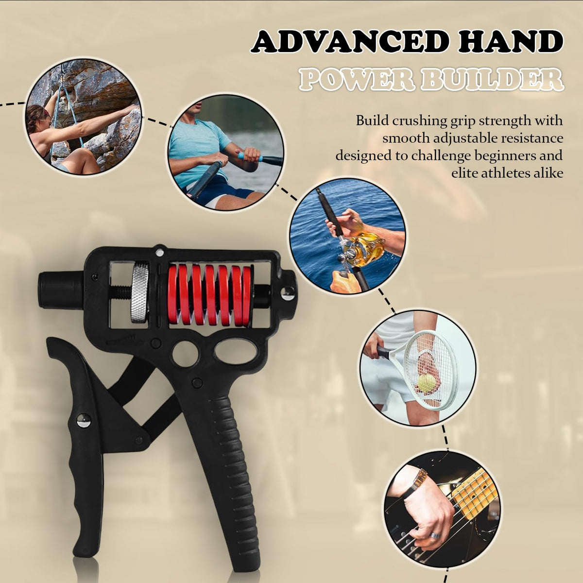 Adjustable 10–400 lb Grip Strength Trainer (Premium Adjustable Grip Strengthener for Forearm Training) Alloy Frame, Titanium-Plated Steel, TPR Non-Slip Handles | Color Black